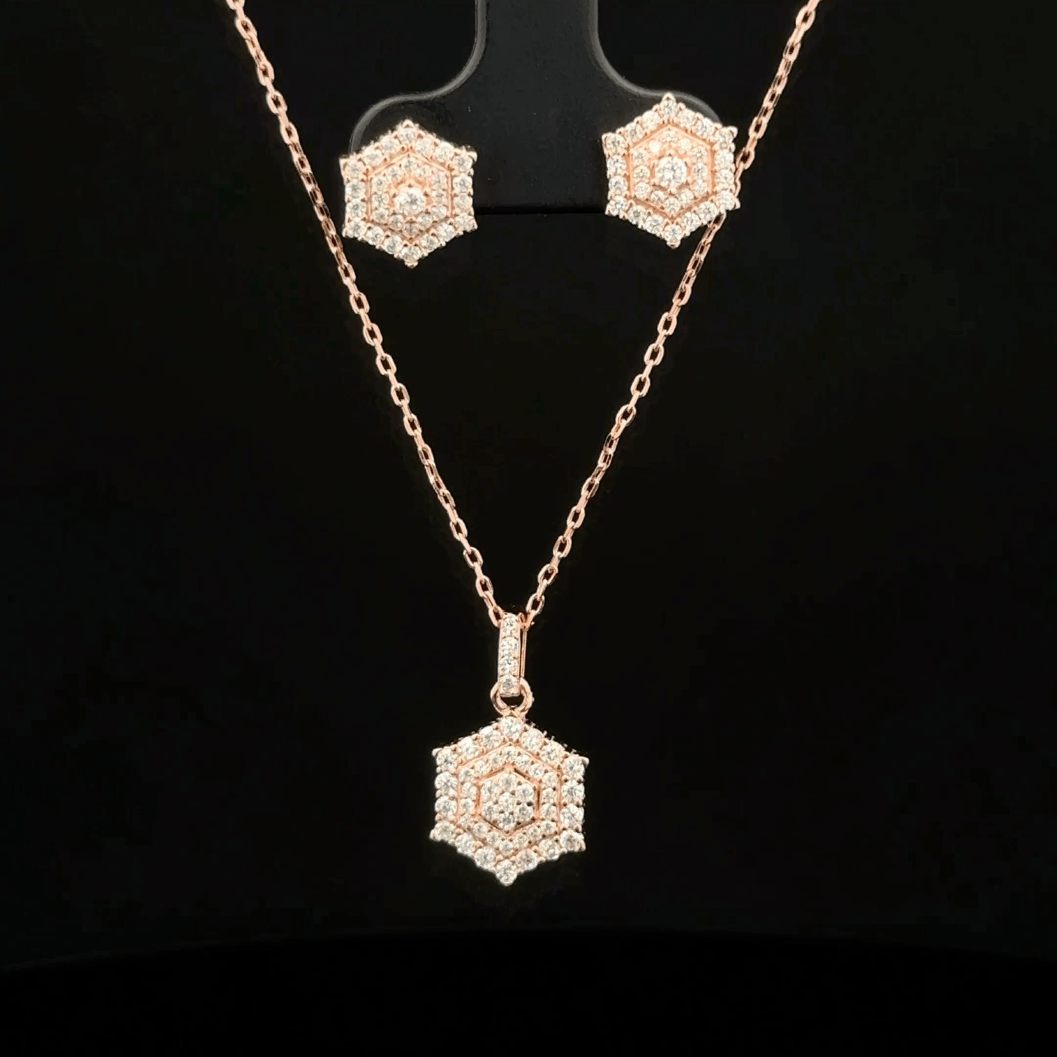 Hexagon Chain Pendant Earrings