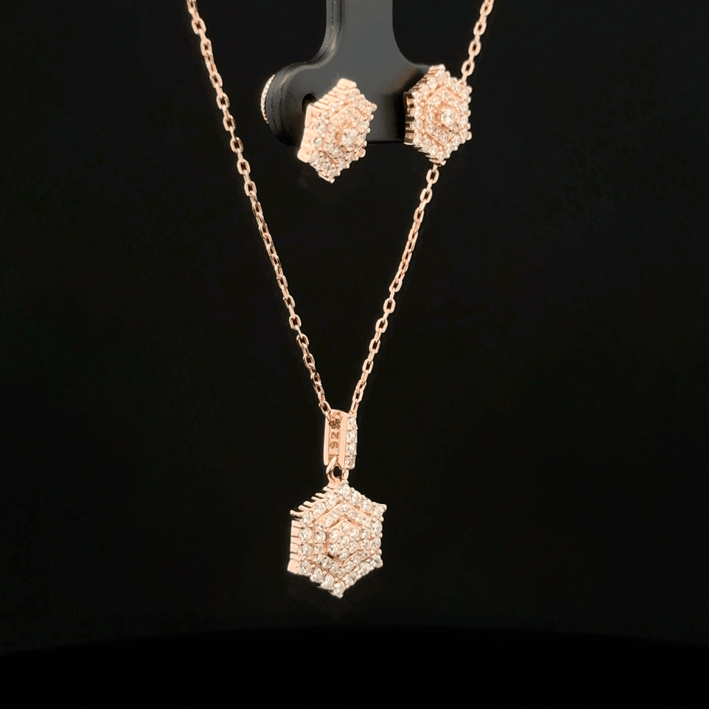 Hexagon Chain Pendant Earrings