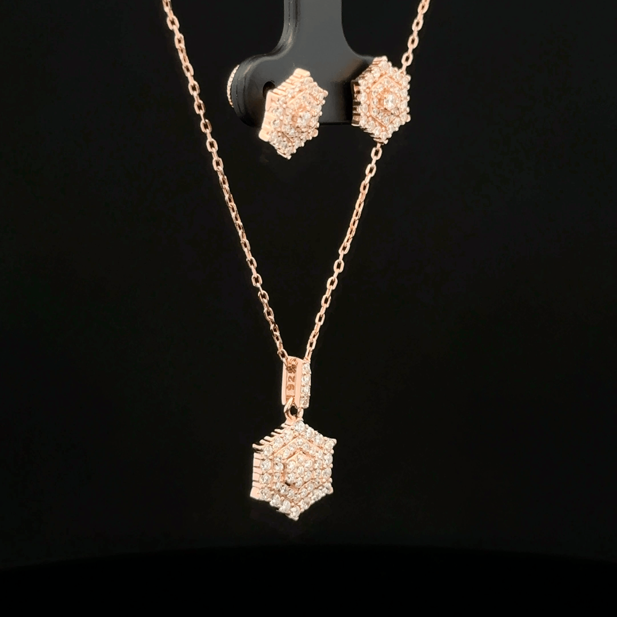 Hexagon Chain Pendant Earrings