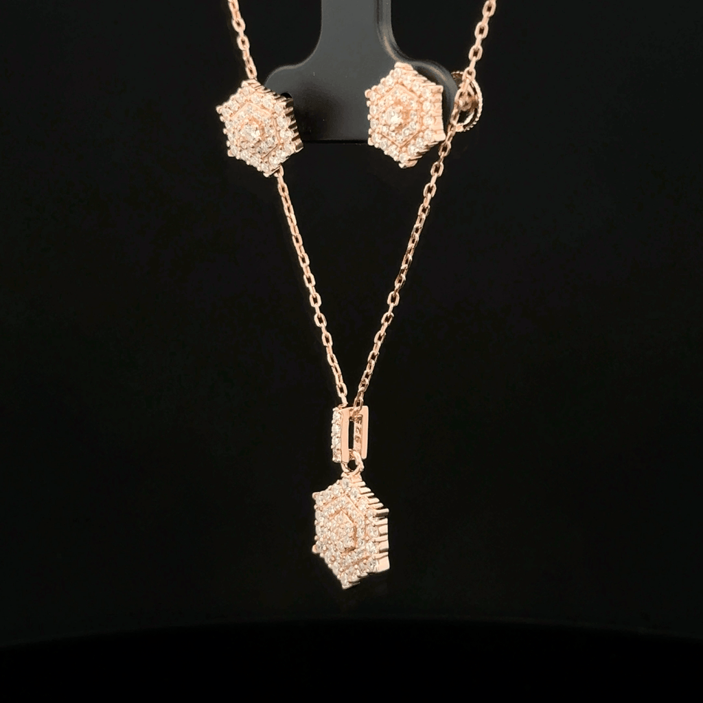 Hexagon Chain Pendant Earrings