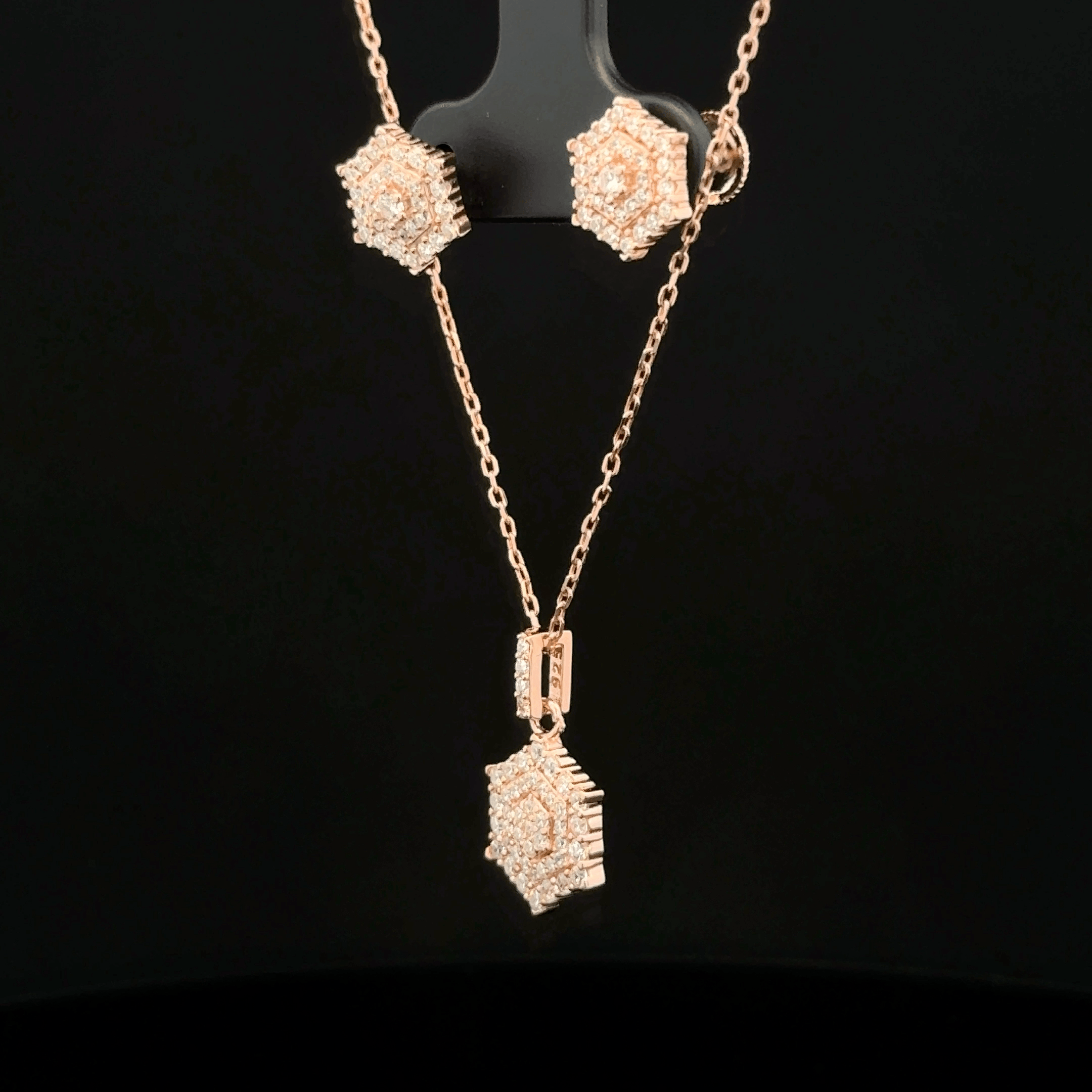 Hexagon Chain Pendant Earrings