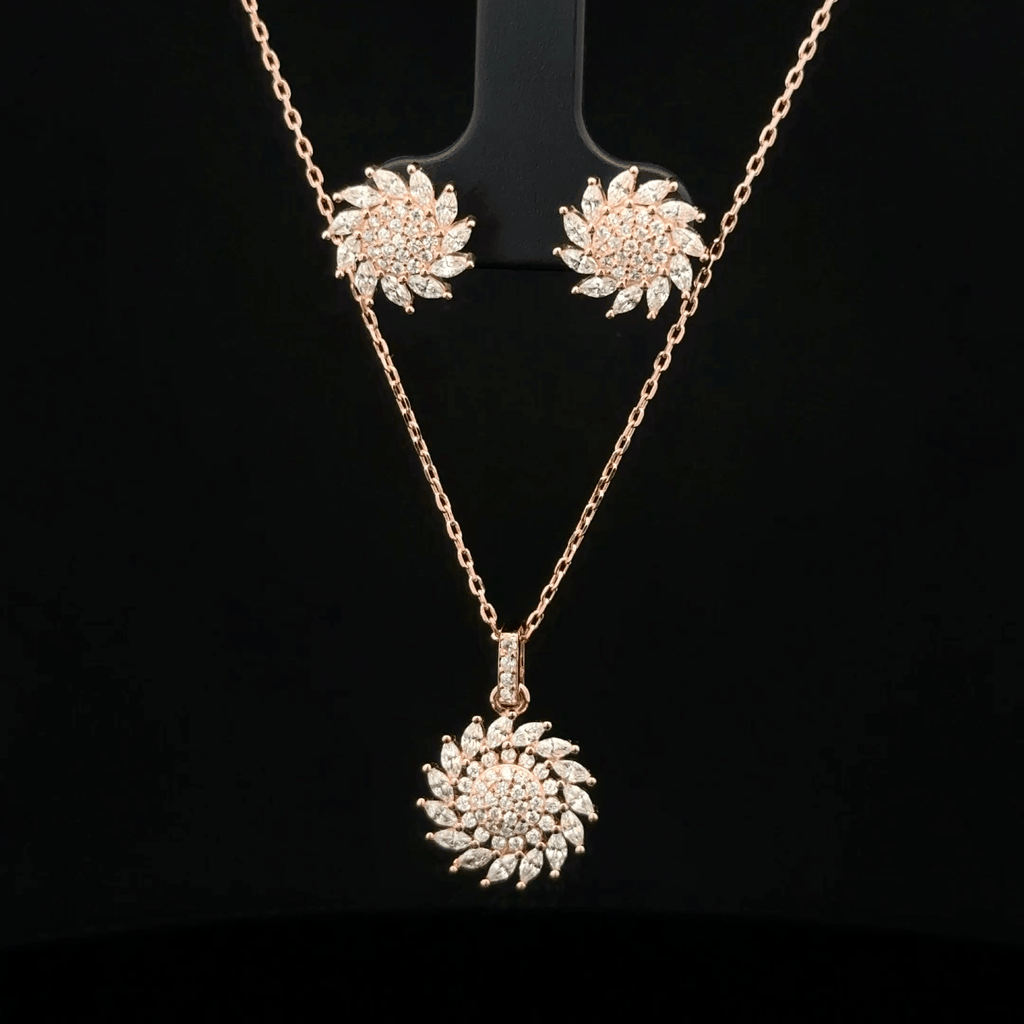 Sunflower Chain Pendant Earrings