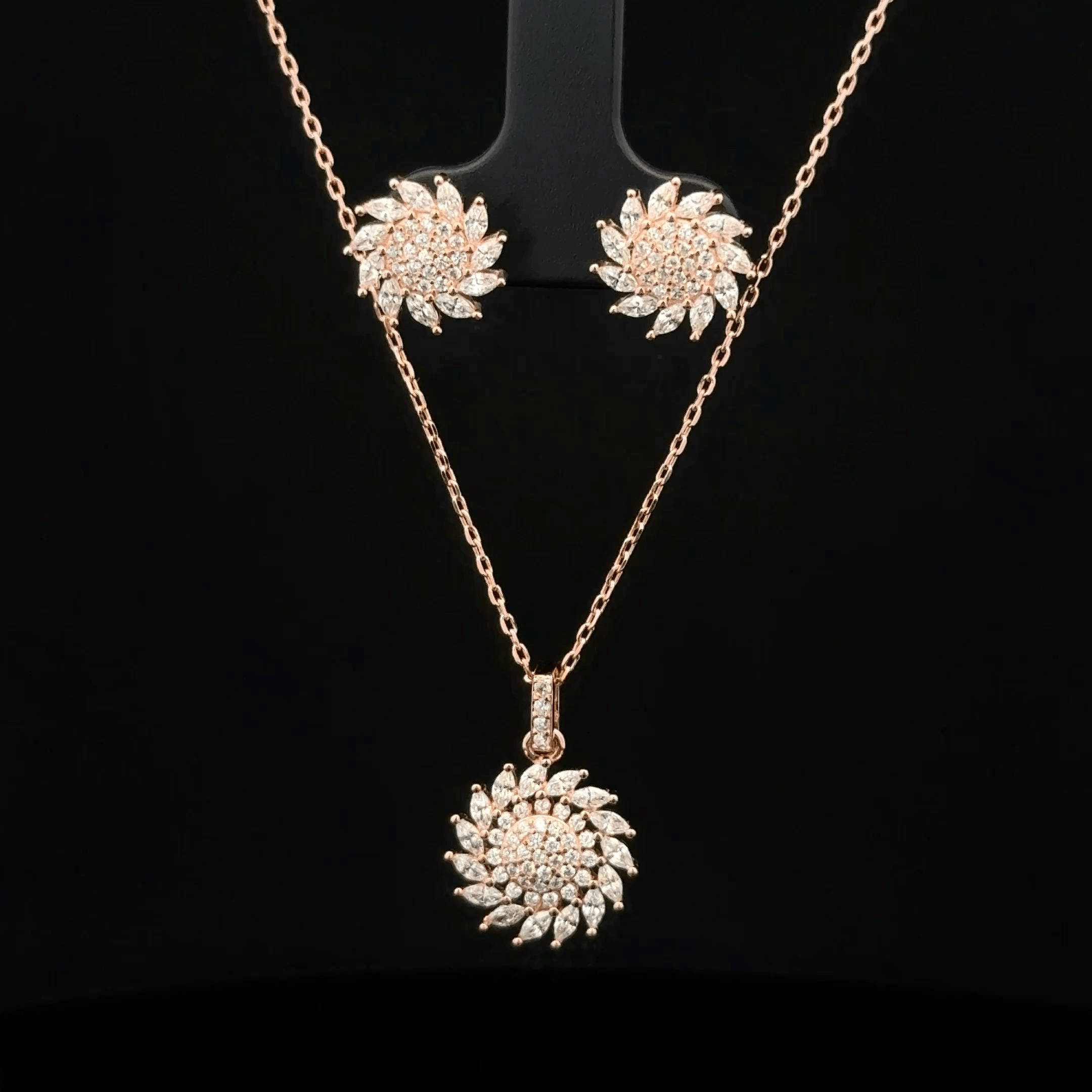 Sunflower Chain Pendant Earrings