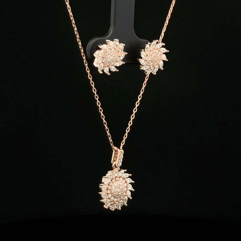 Sunflower Chain Pendant Earrings