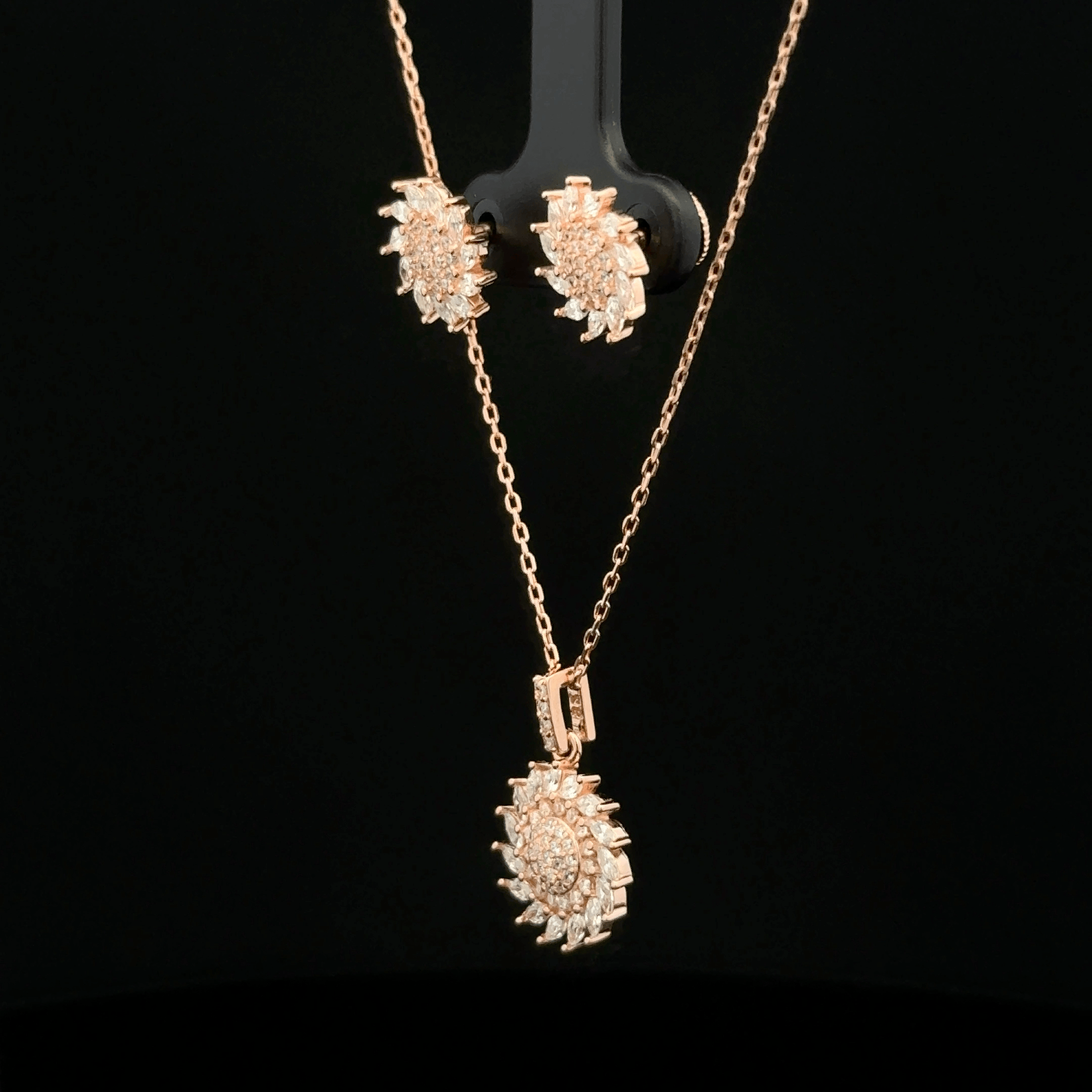 Sunflower Chain Pendant Earrings