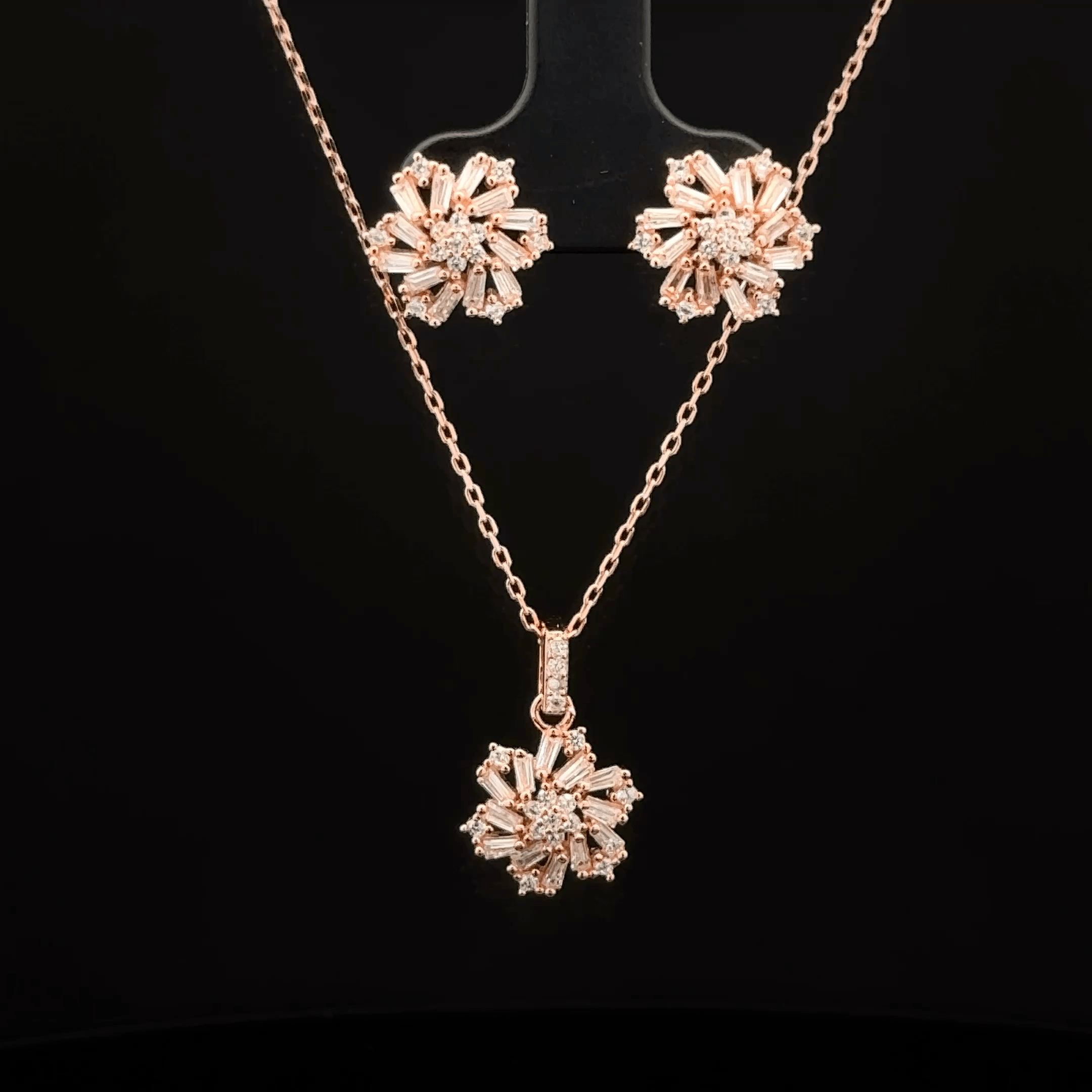Flower Chain Pendant Earrings