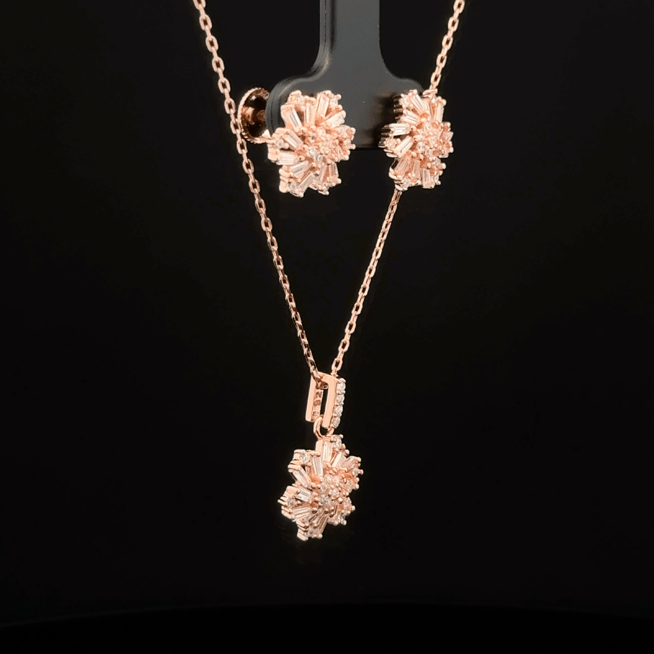 Flower Chain Pendant Earrings