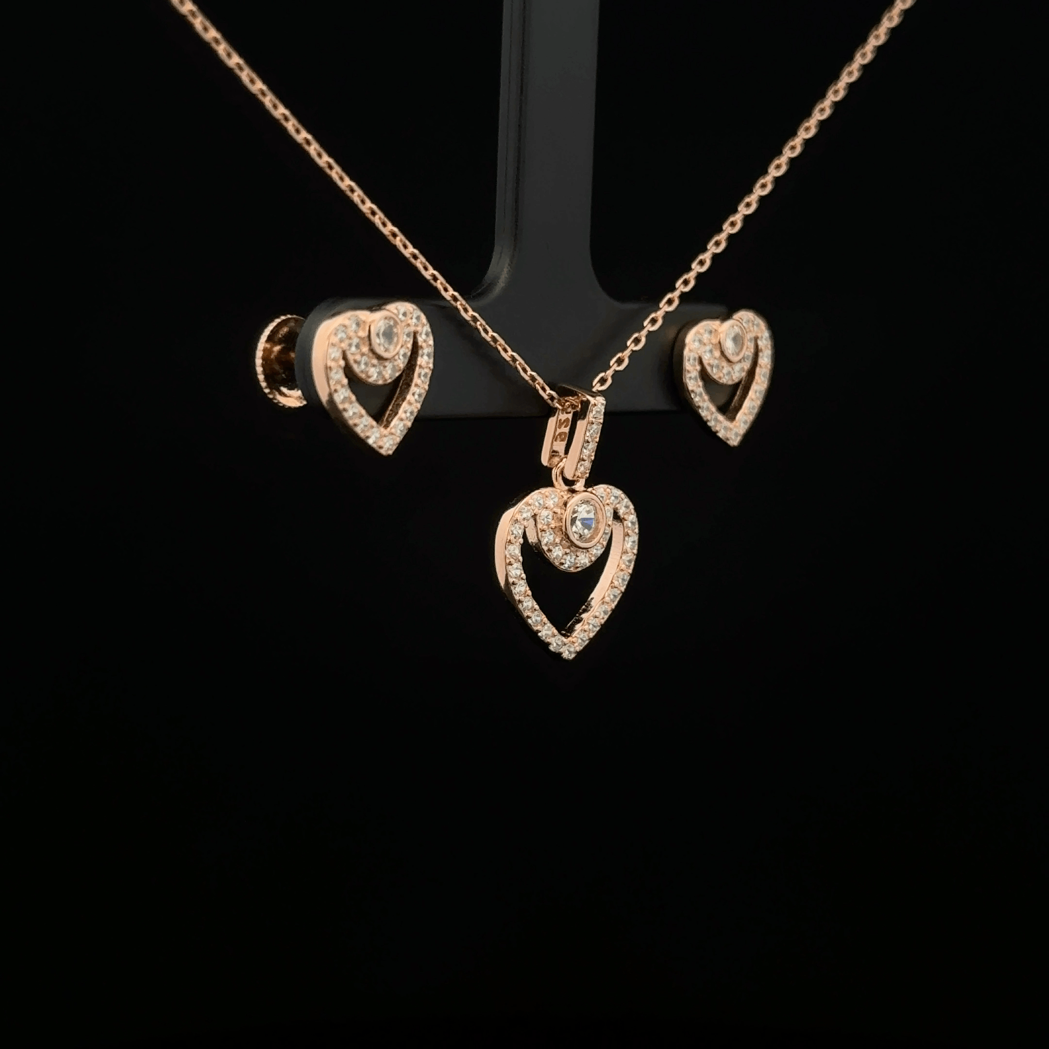 Heart Chain Pendant Earrings