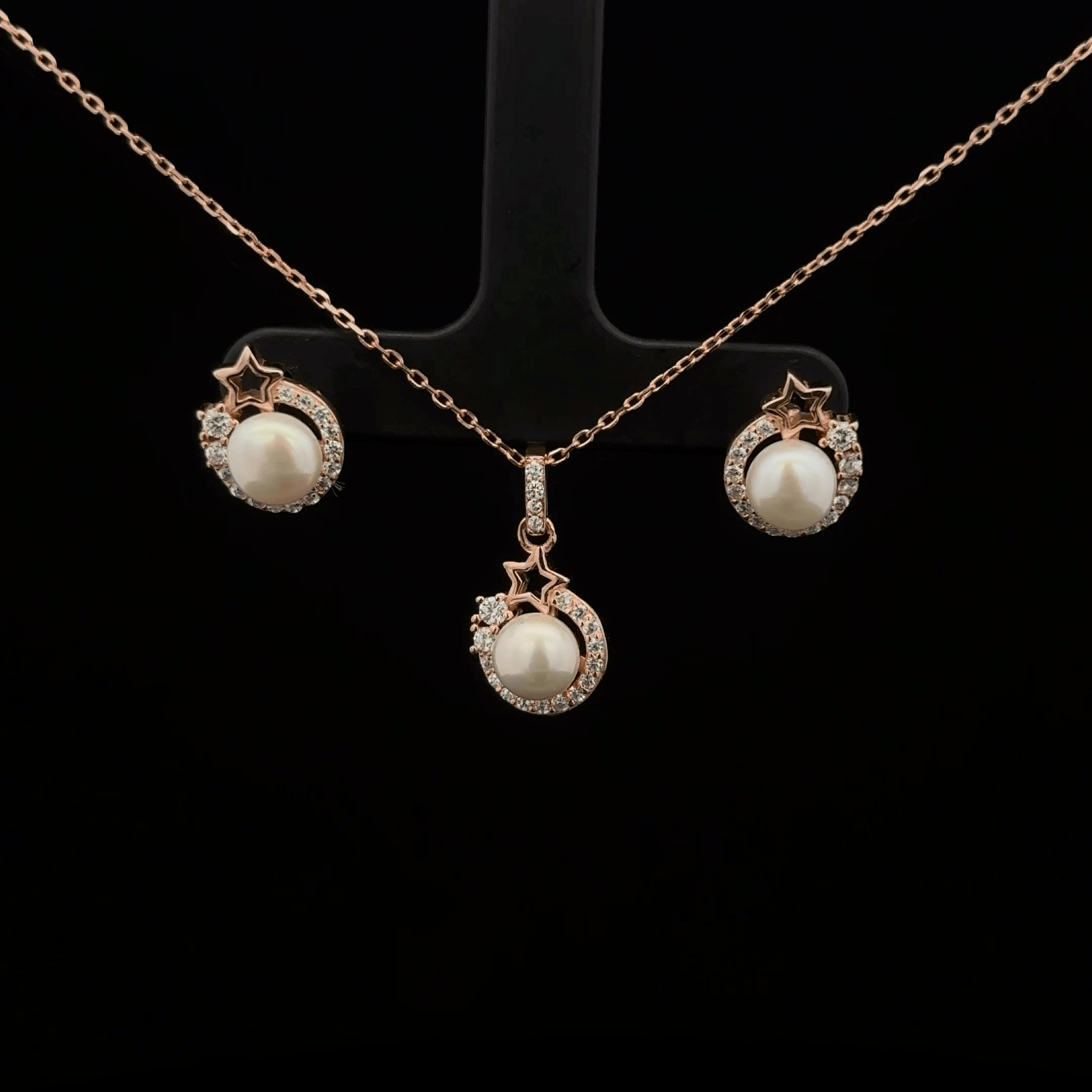 Pearl Chain Pendant Earrings