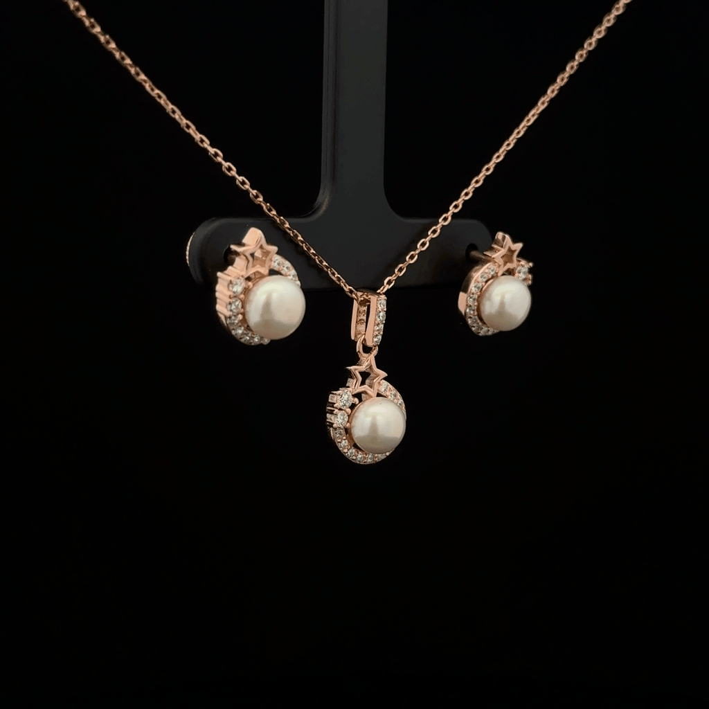 Pearl Chain Pendant Earrings