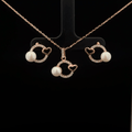Pearl Heart Chain Pendant Earrings