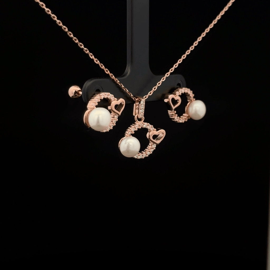 Pearl Heart Chain Pendant Earrings