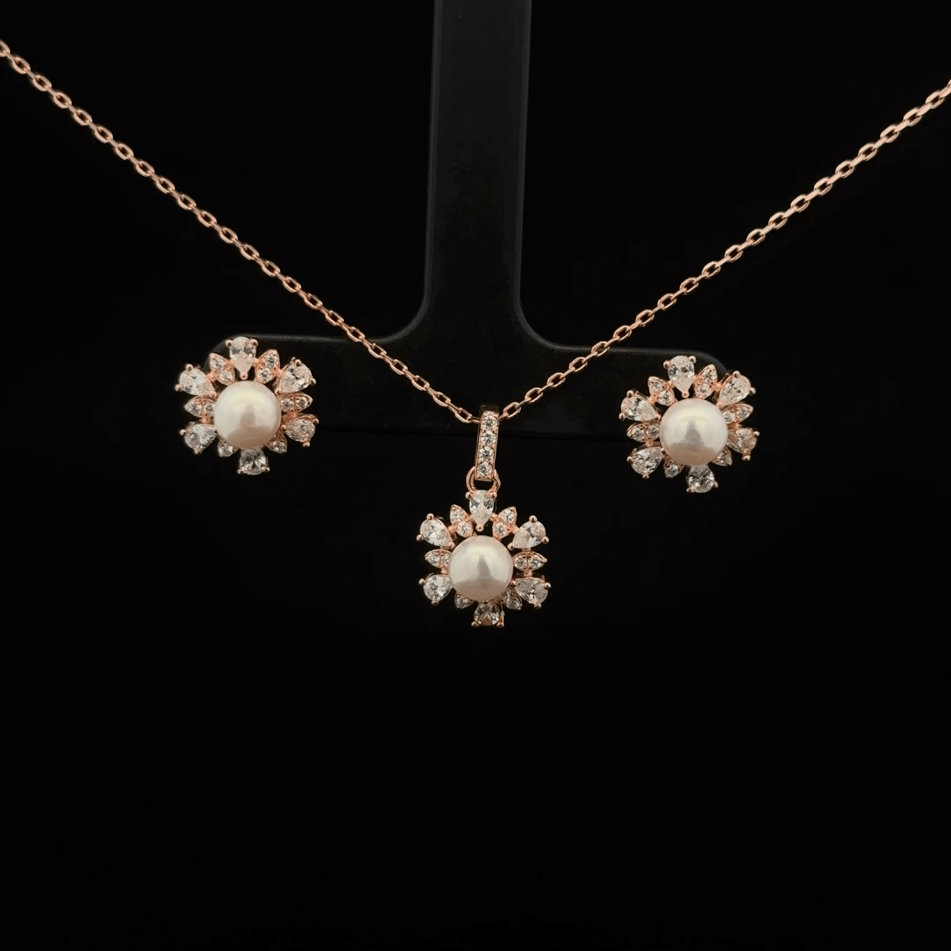 Pearl Chain Pendant Earrings