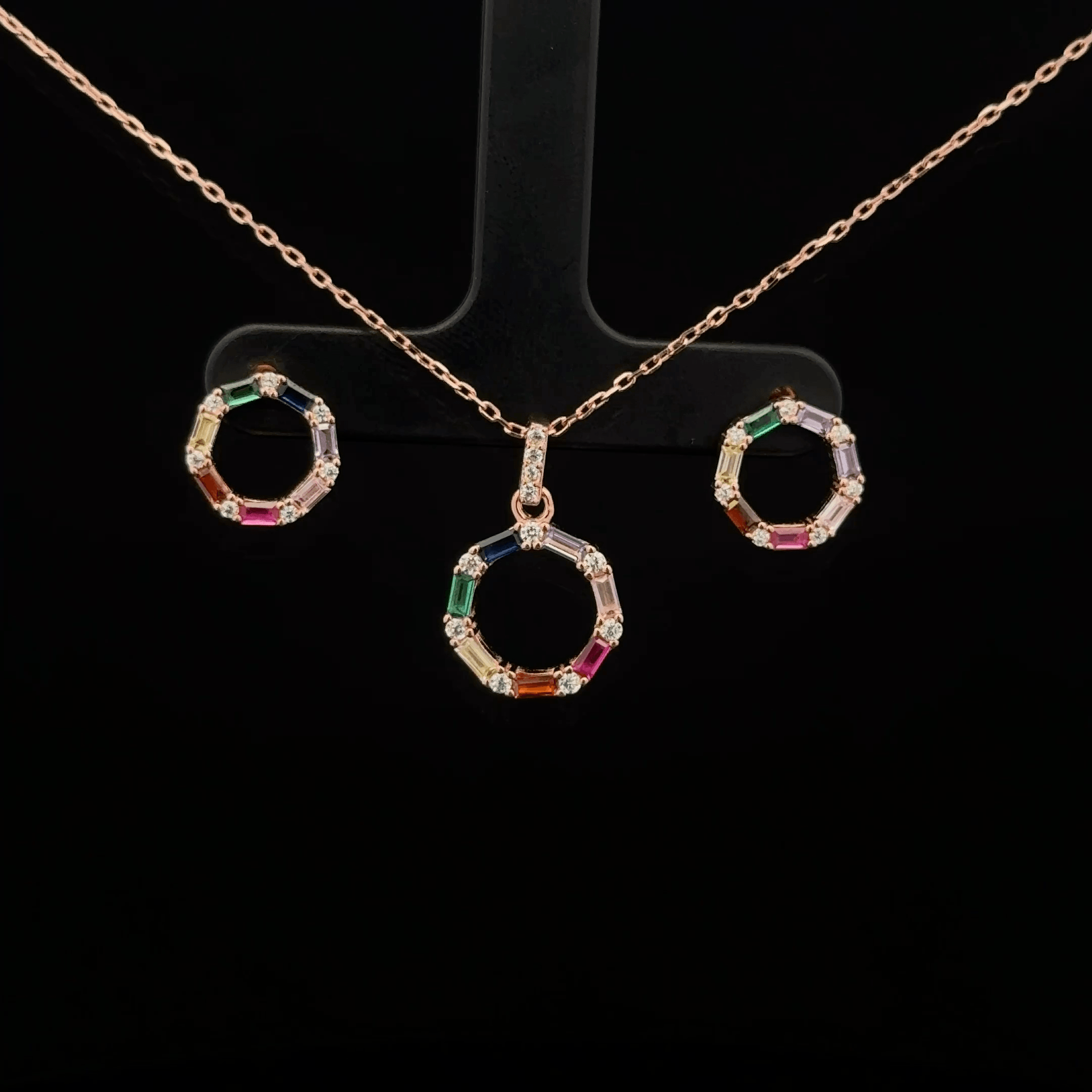 Colourful Chain Pendant Earrings