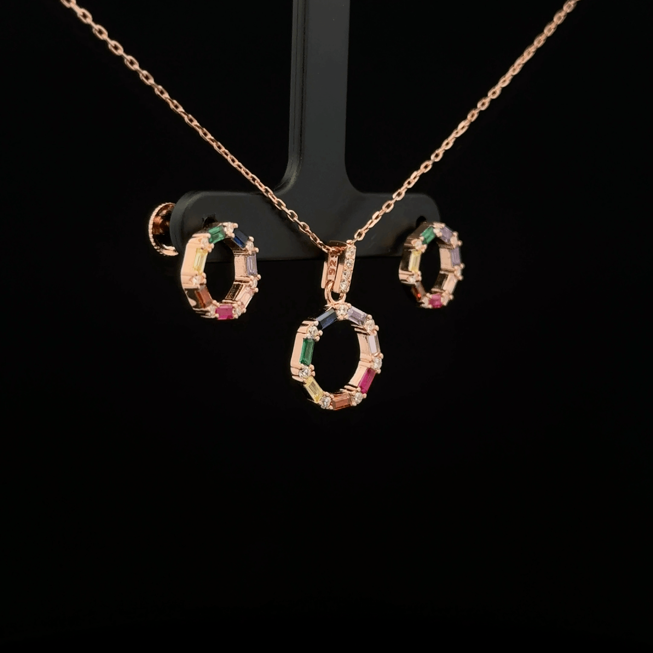 Colourful Chain Pendant Earrings