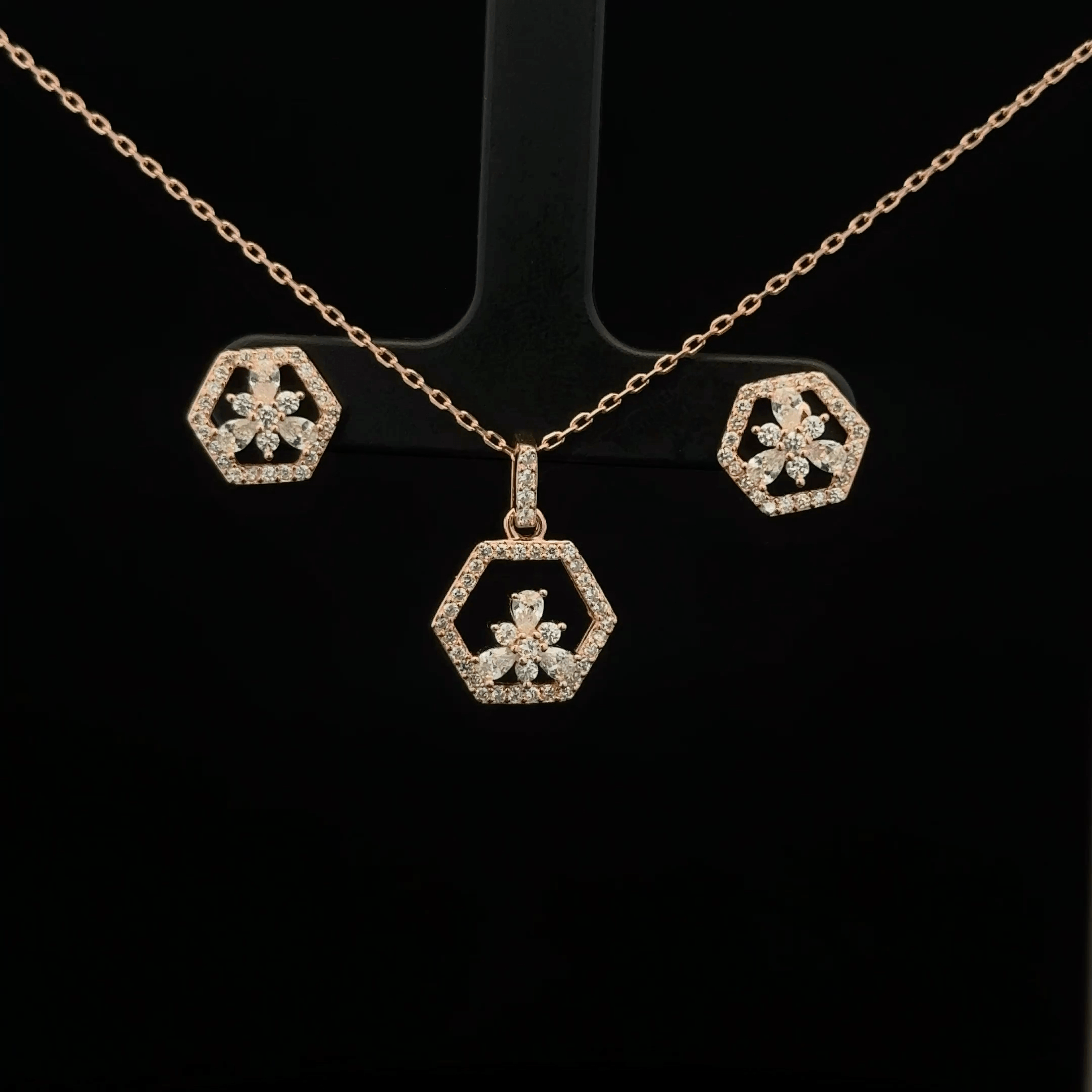 Hexagon Chain Pendant Earrings