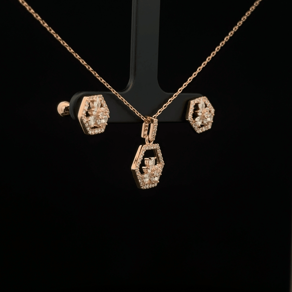 Hexagon Chain Pendant Earrings