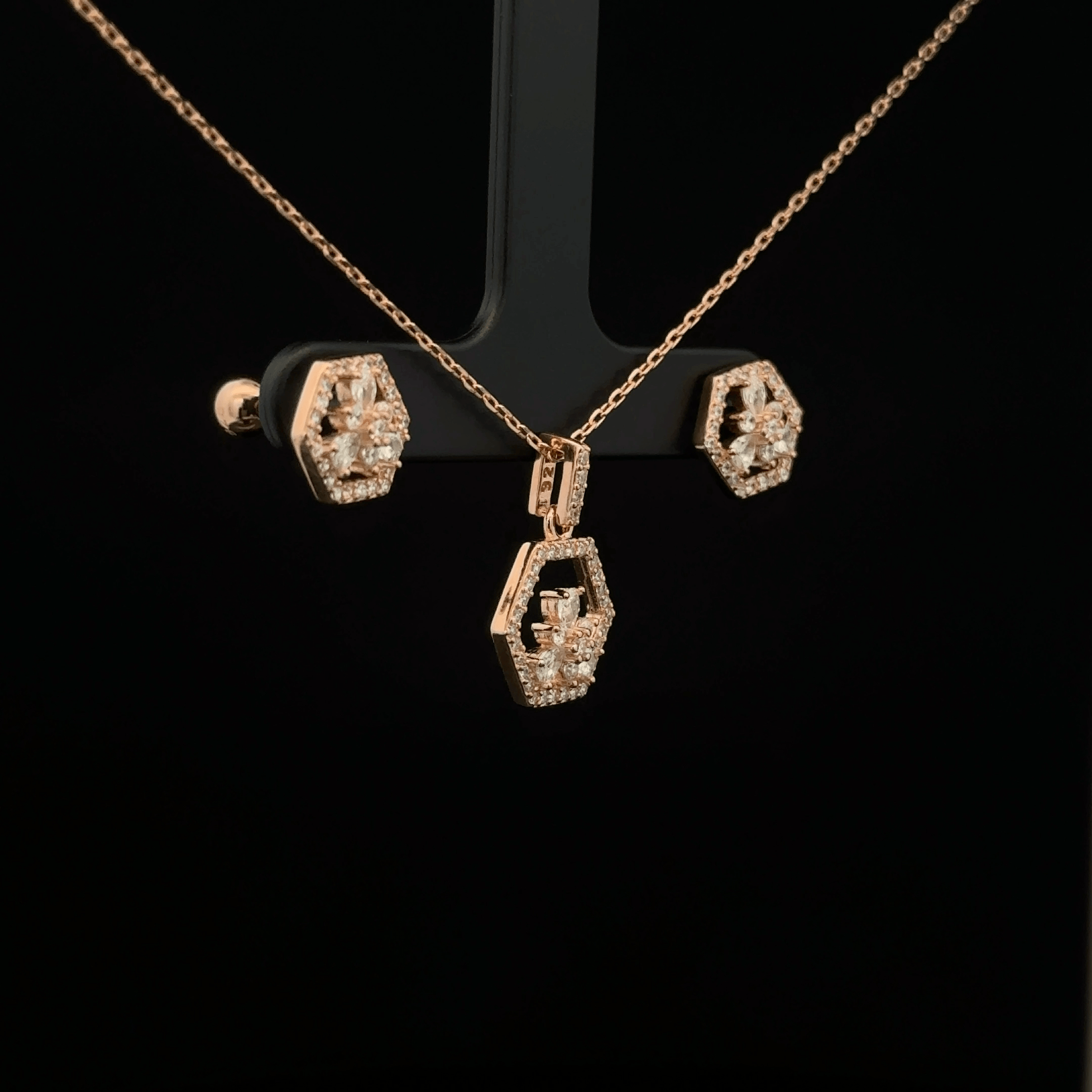 Hexagon Chain Pendant Earrings