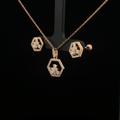 Hexagon Chain Pendant Earrings