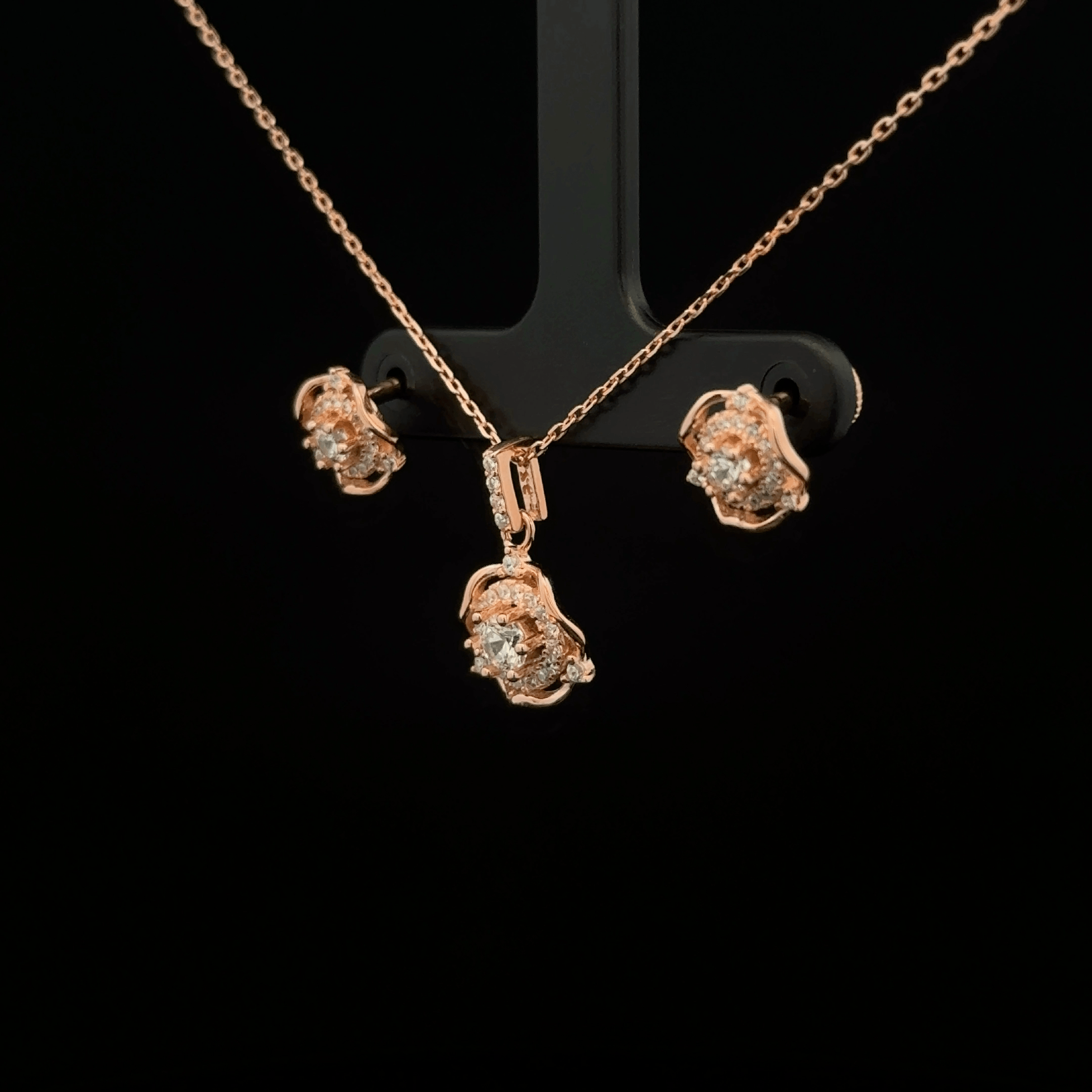 Rose Chain Pendant Earrings