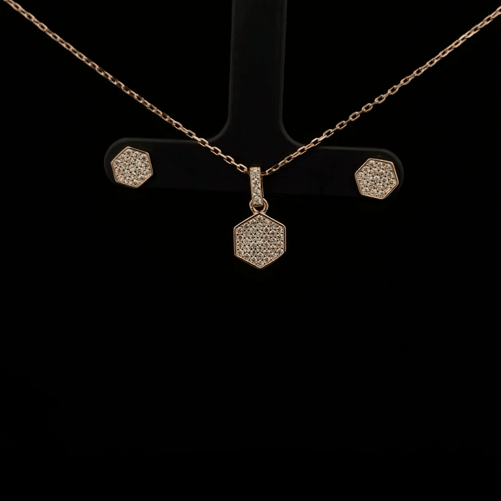 Hexagon Chain Pendant Earrings