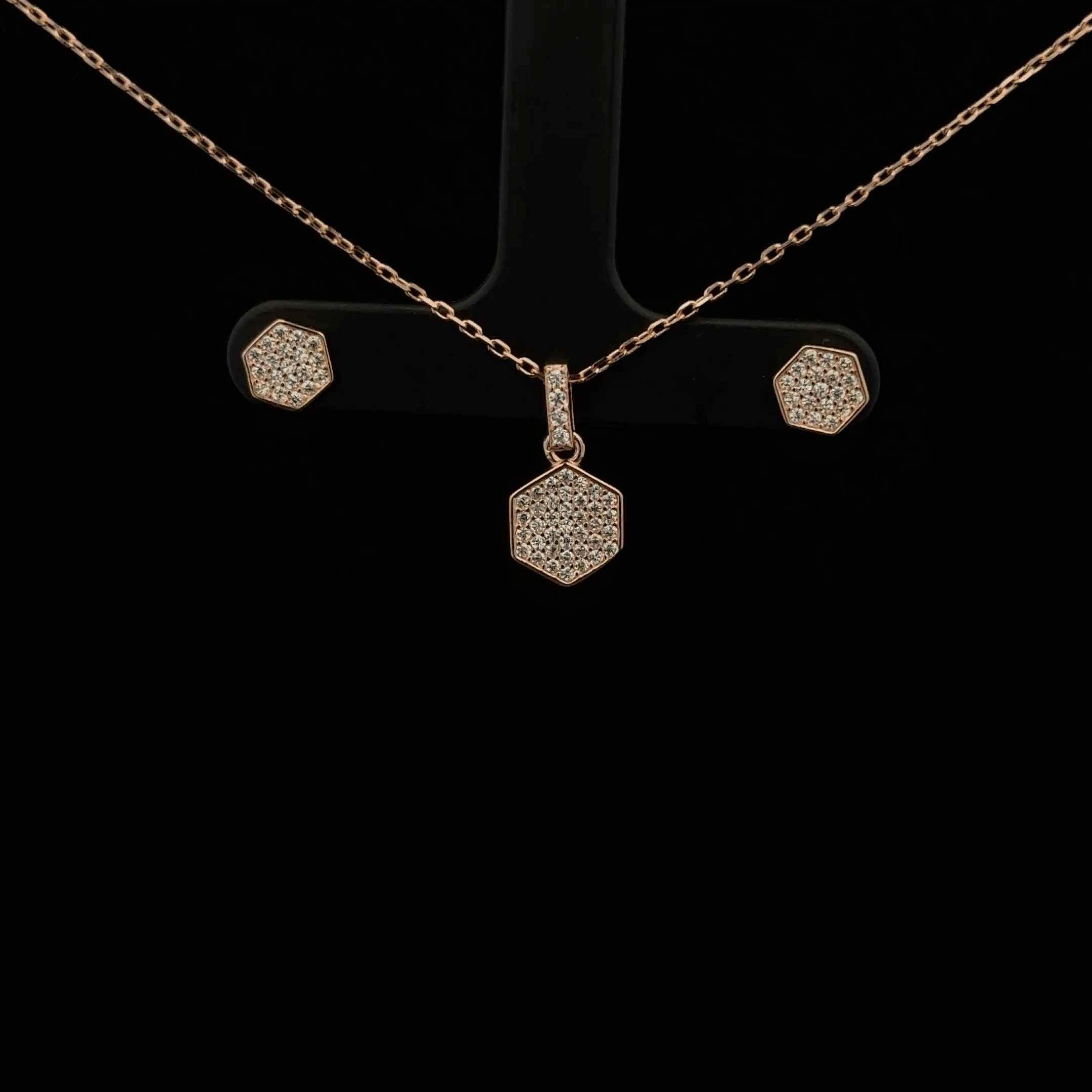 Hexagon Chain Pendant Earrings