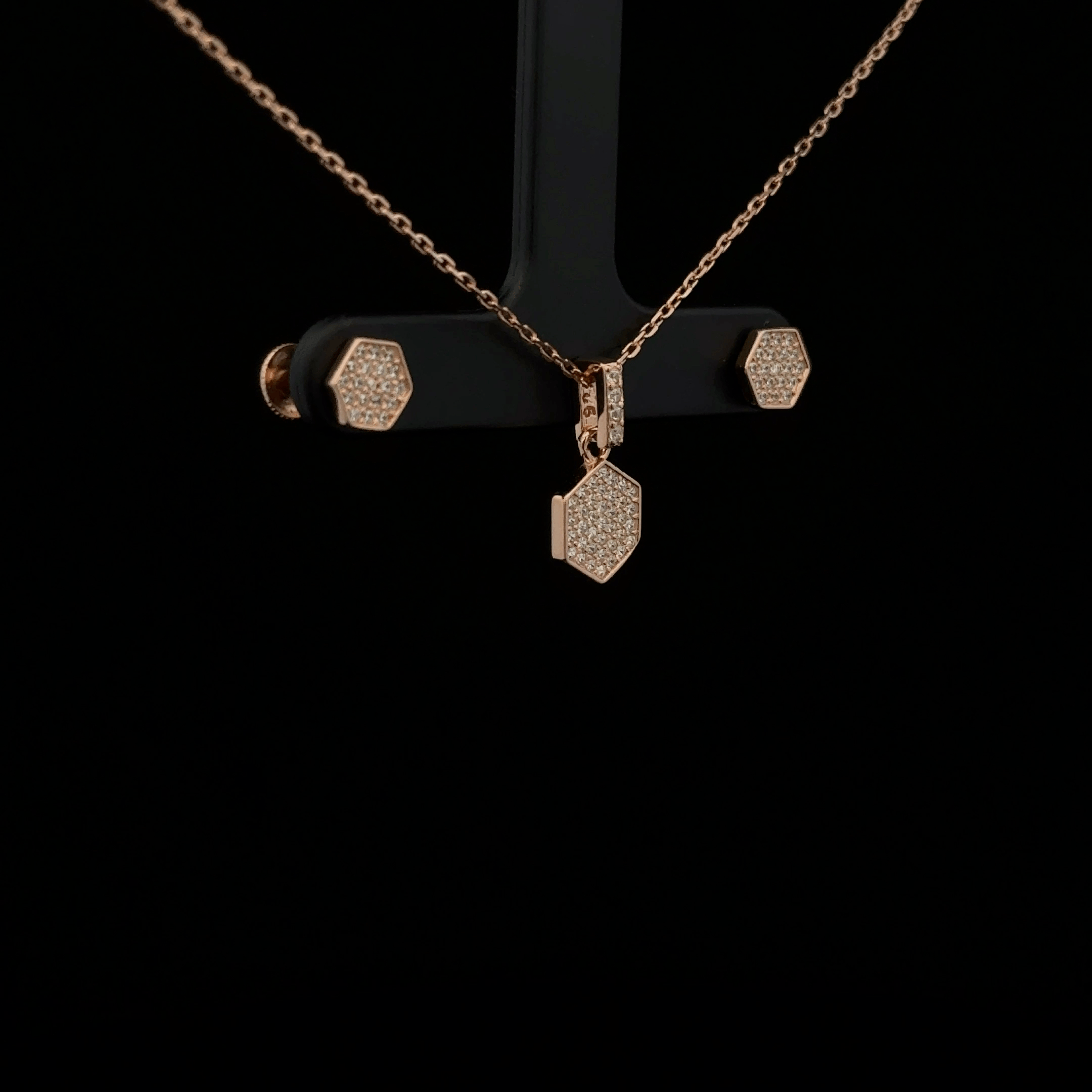 Hexagon Chain Pendant Earrings