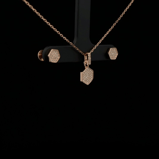 Hexagon Chain Pendant Earrings