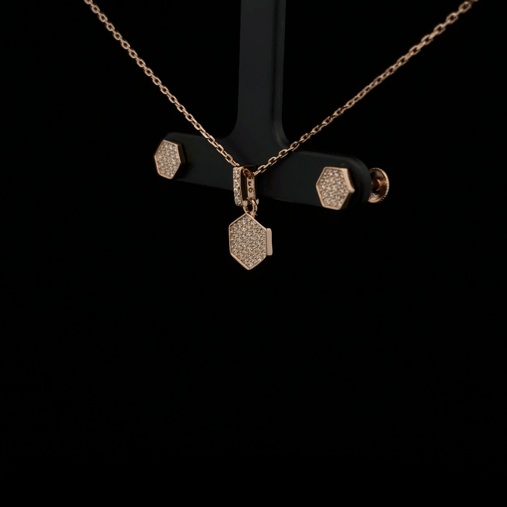 Hexagon Chain Pendant Earrings