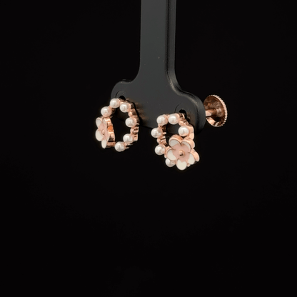 ROSEGOLD CIRCLE FLOWER EARRING