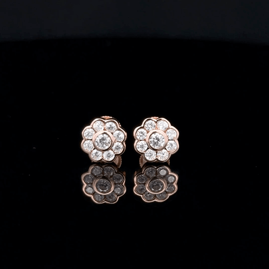 MULTISTONE FLOWER EARRING