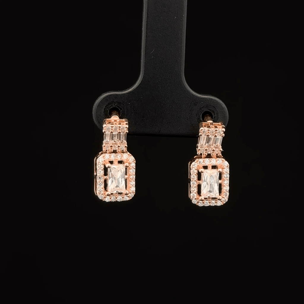 Emerald-Cut Rose Gold Drops Earrings