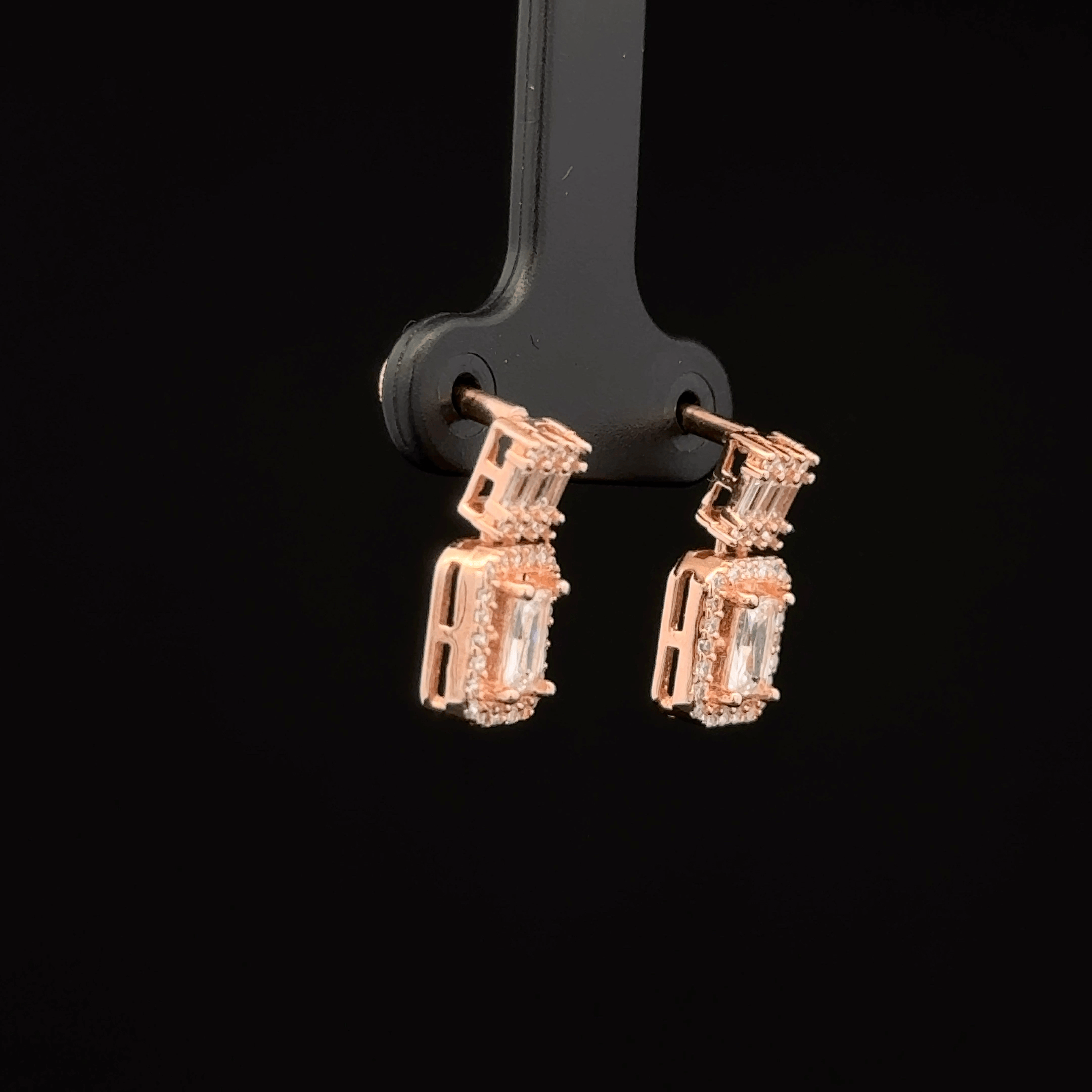 Emerald-Cut Rose Gold Drops Earrings