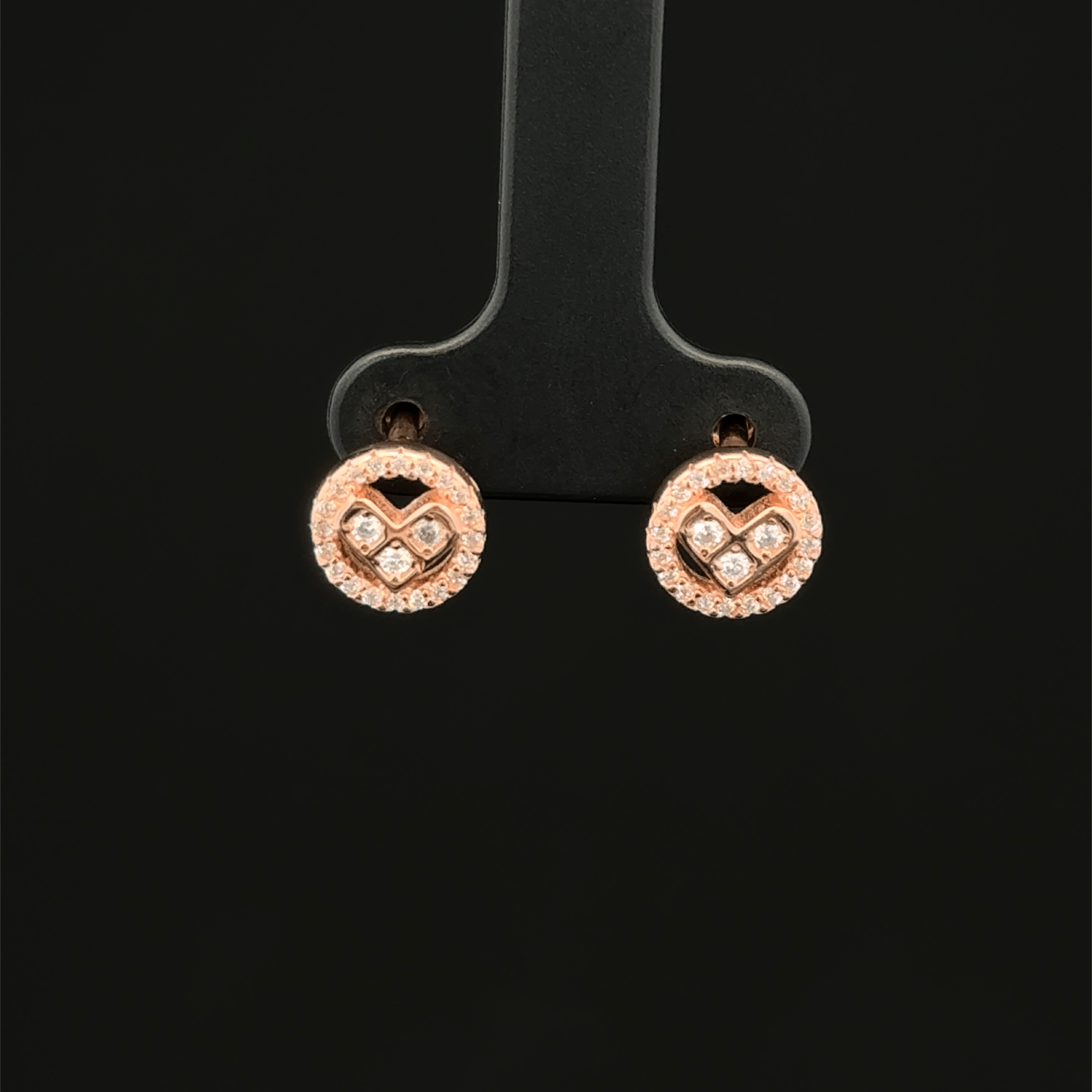 Rose Gold Heart & Halo Earrings