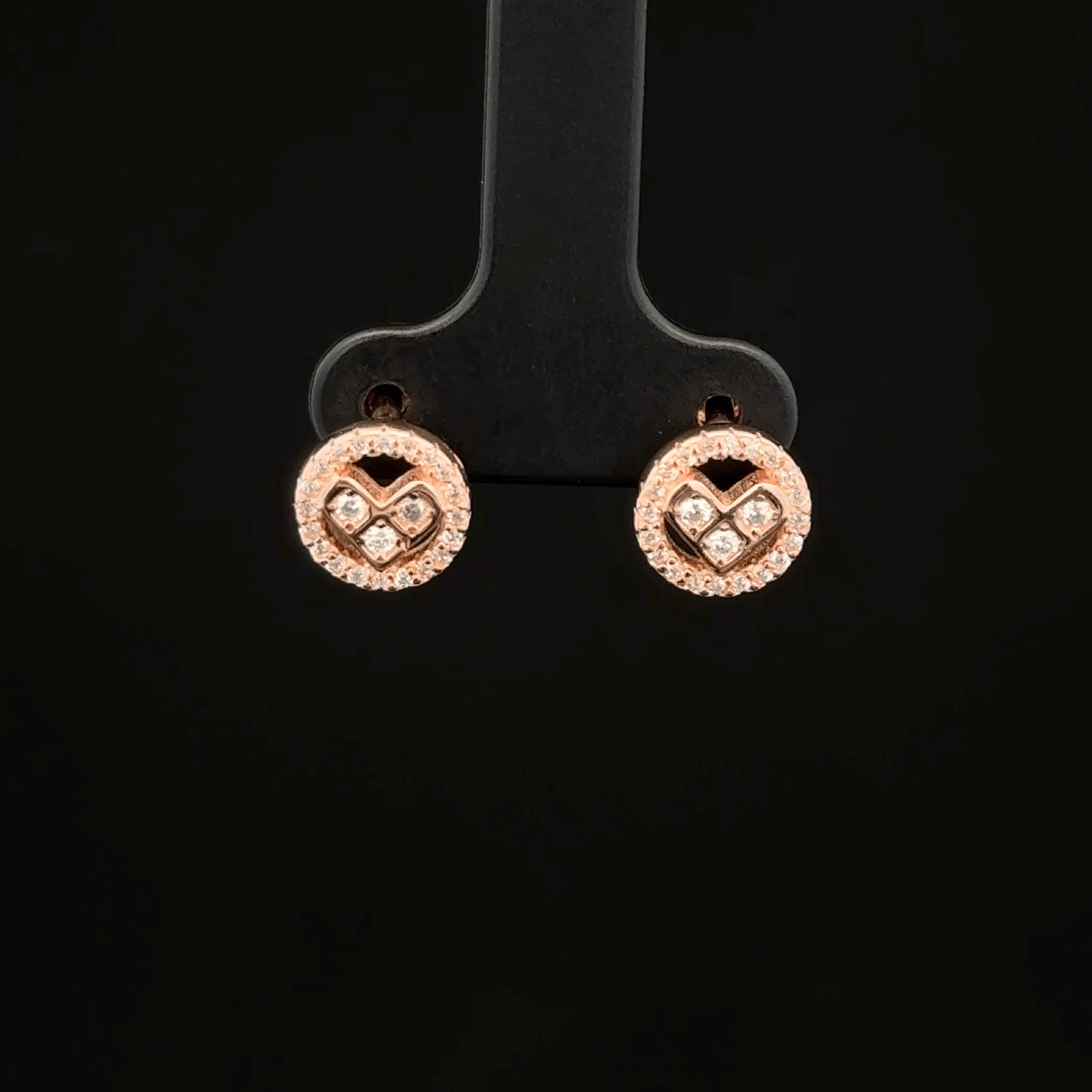Rose Gold Heart & Halo Earrings