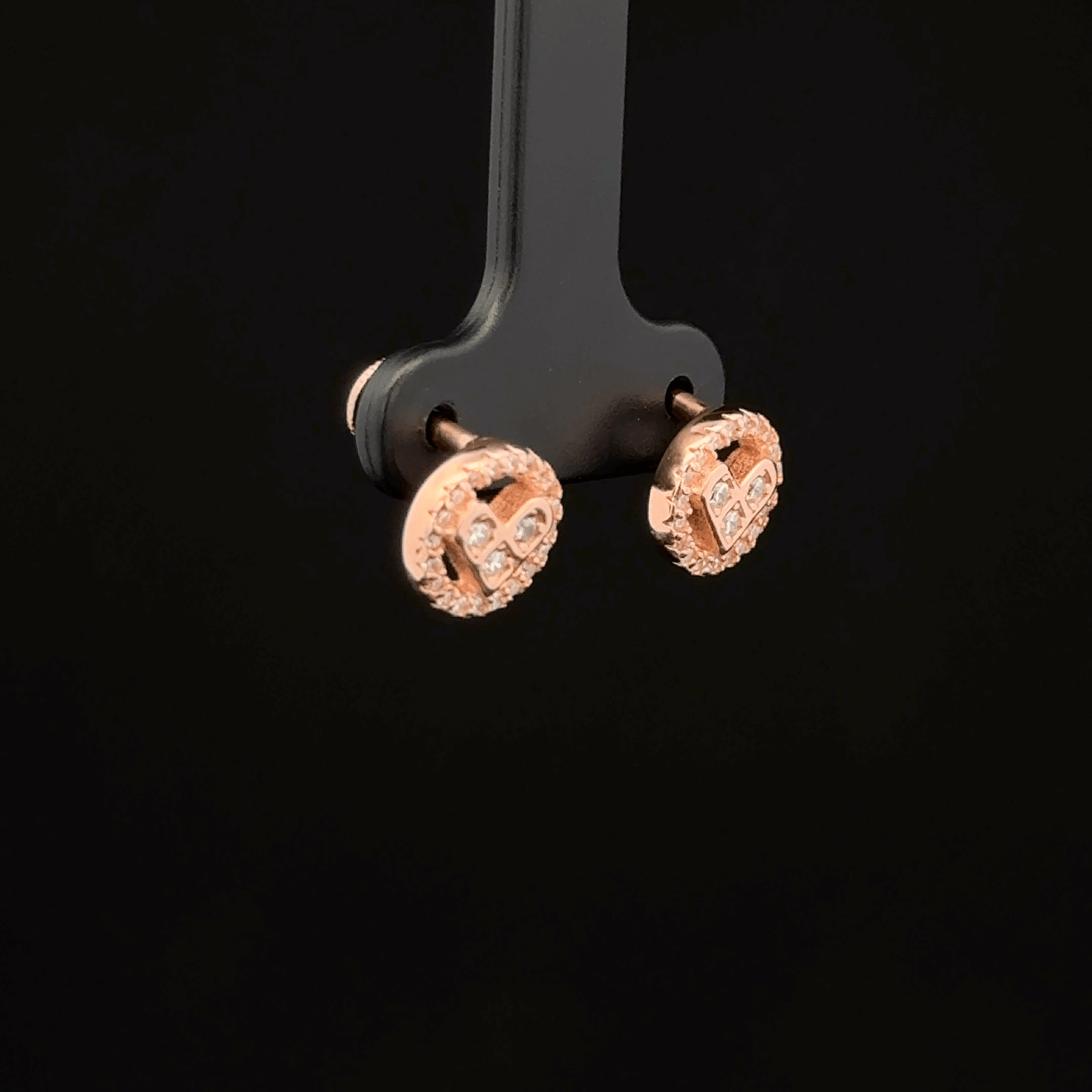 Rose Gold Heart & Halo Earrings