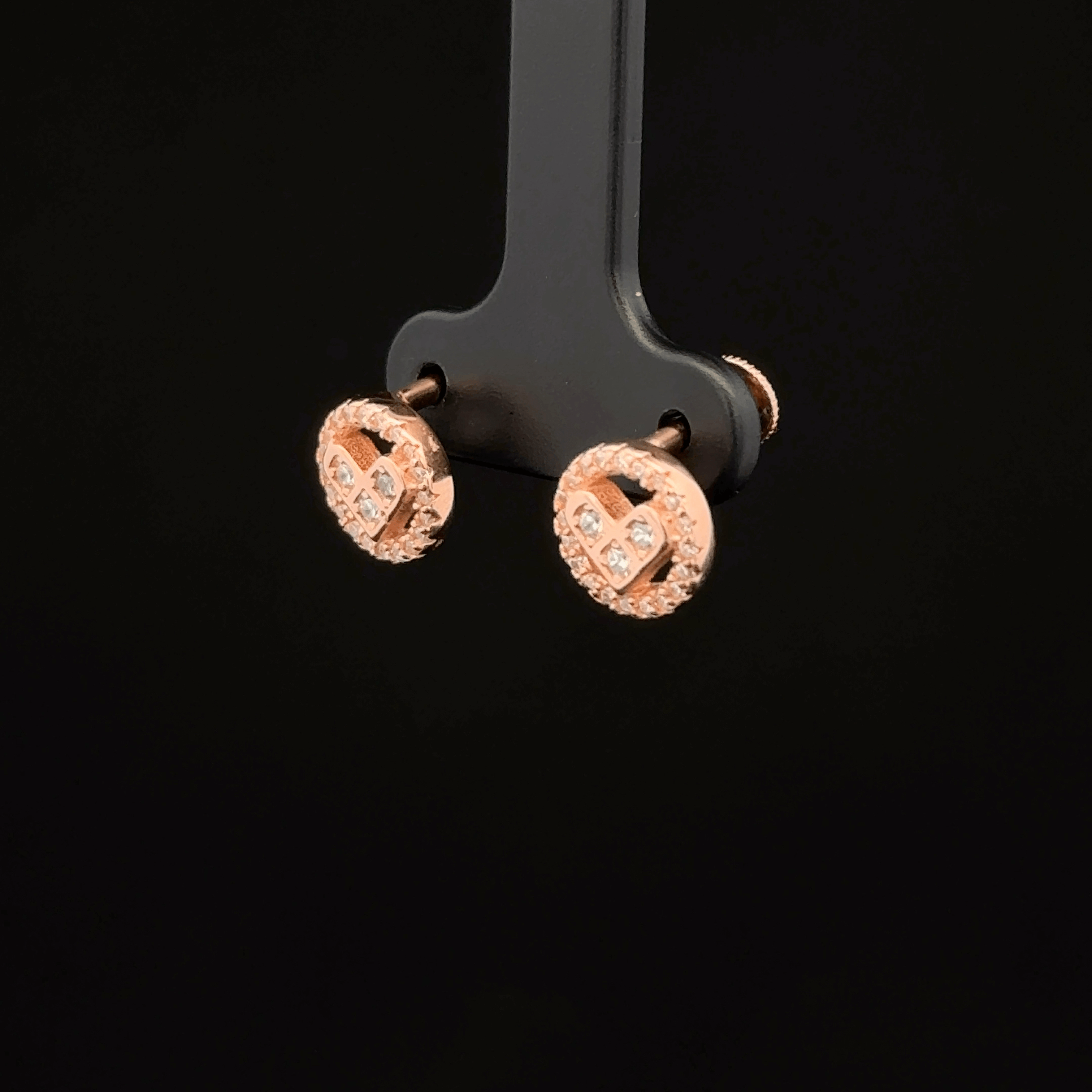 Rose Gold Heart & Halo Earrings