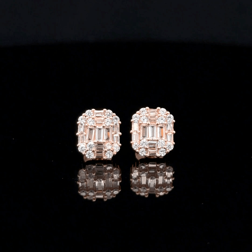 Rose gold Rectangle Cluster Earrings