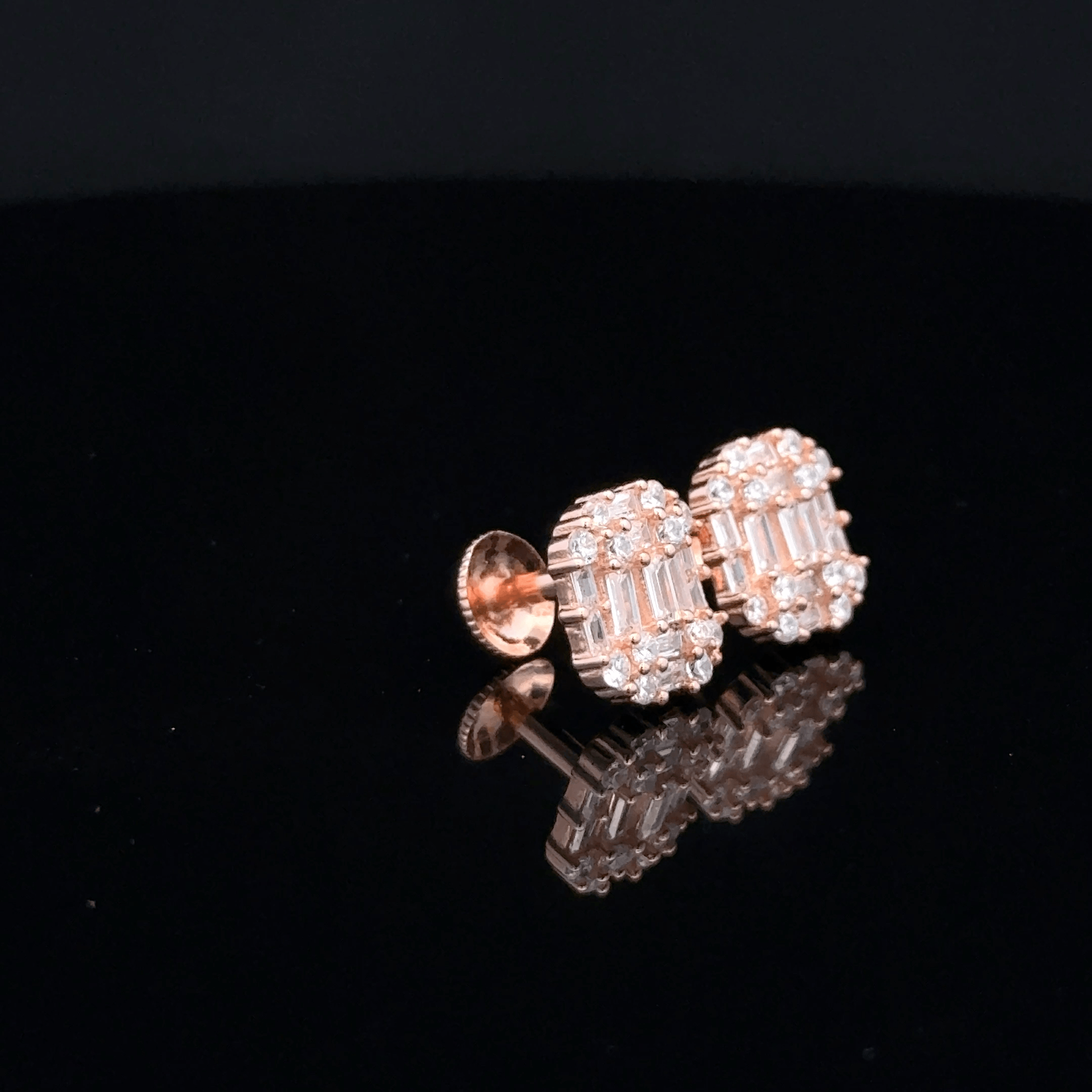 Rose gold Rectangle Cluster Earrings