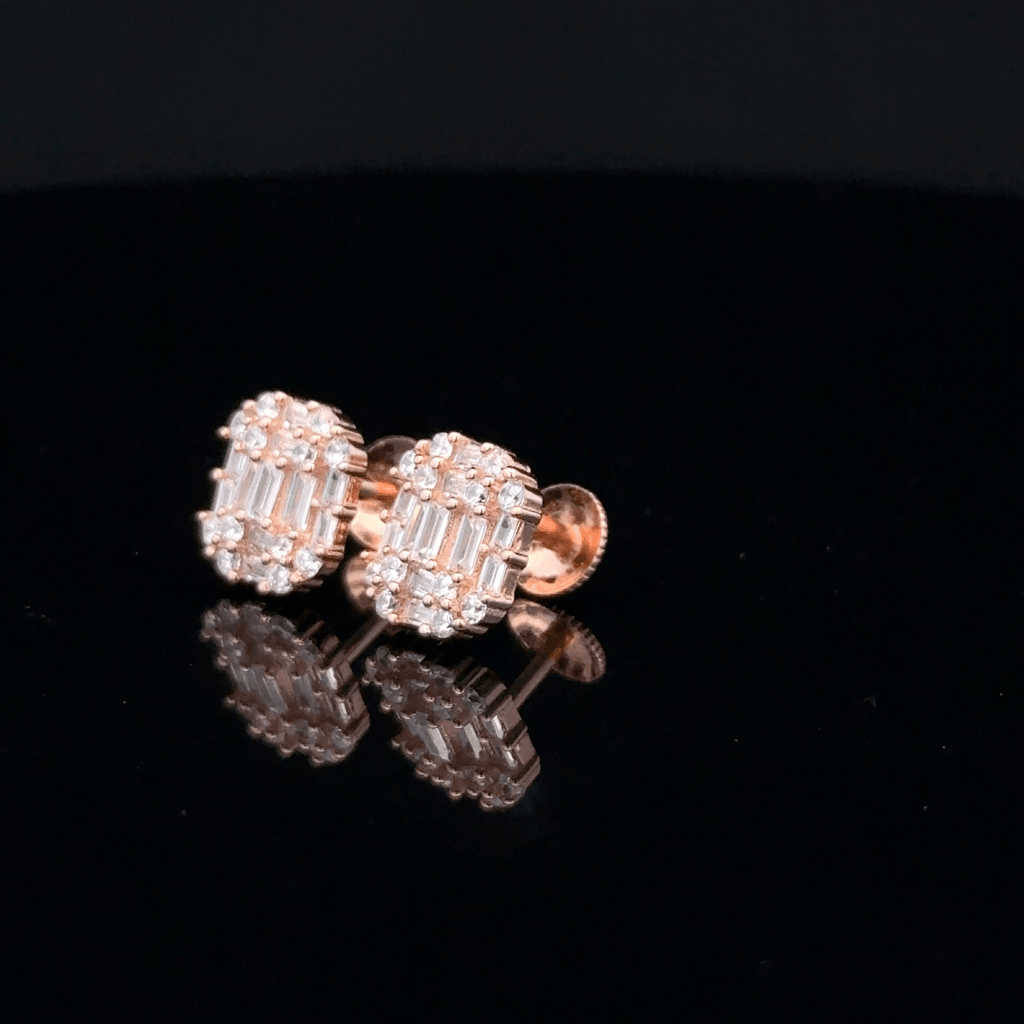 Rose gold Rectangle Cluster Earrings