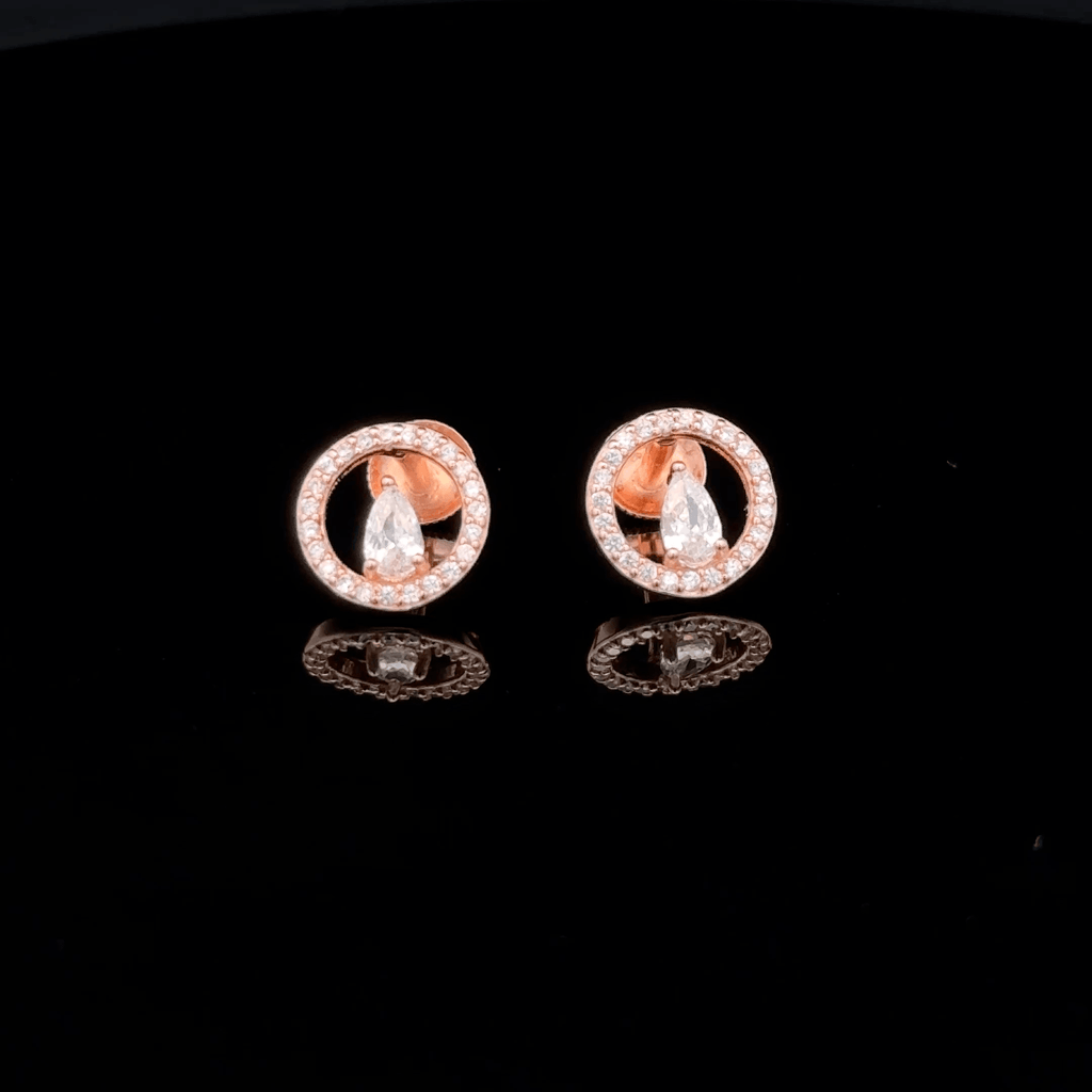 Rose Gold Pear Cut and Open Circle earrings
