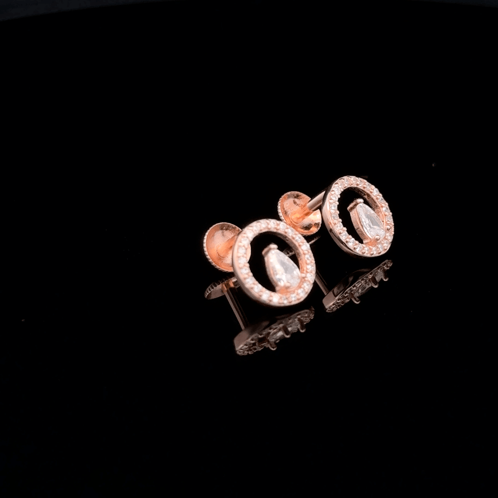 Rose Gold Pear Cut and Open Circle earrings