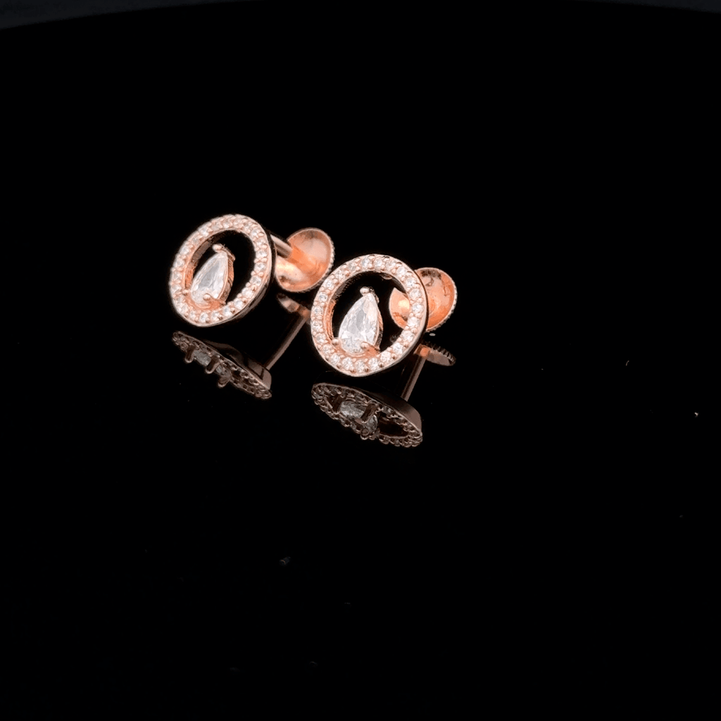 Rose Gold Pear Cut and Open Circle earrings