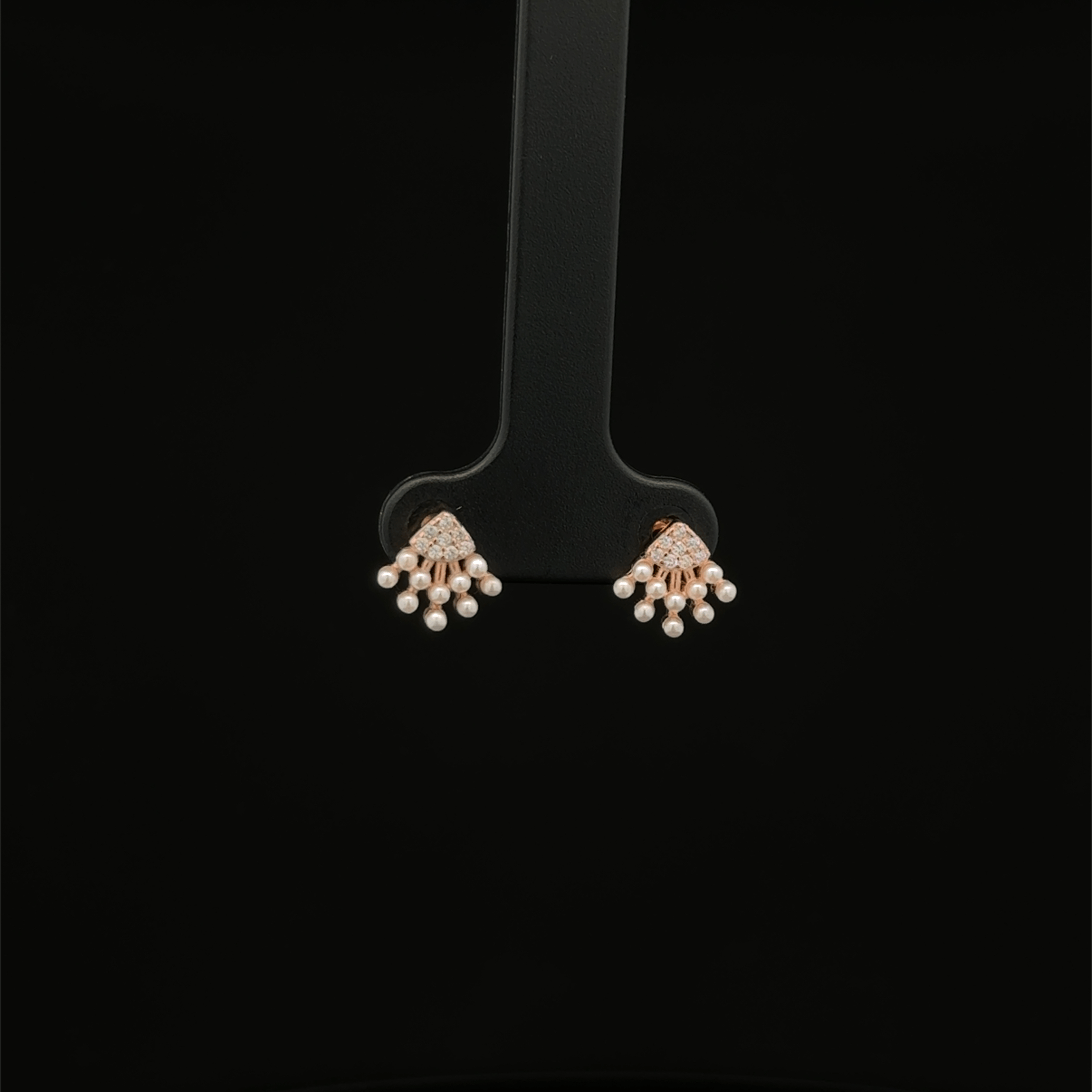 Rose Gold Pearl Fan Stud Earrings