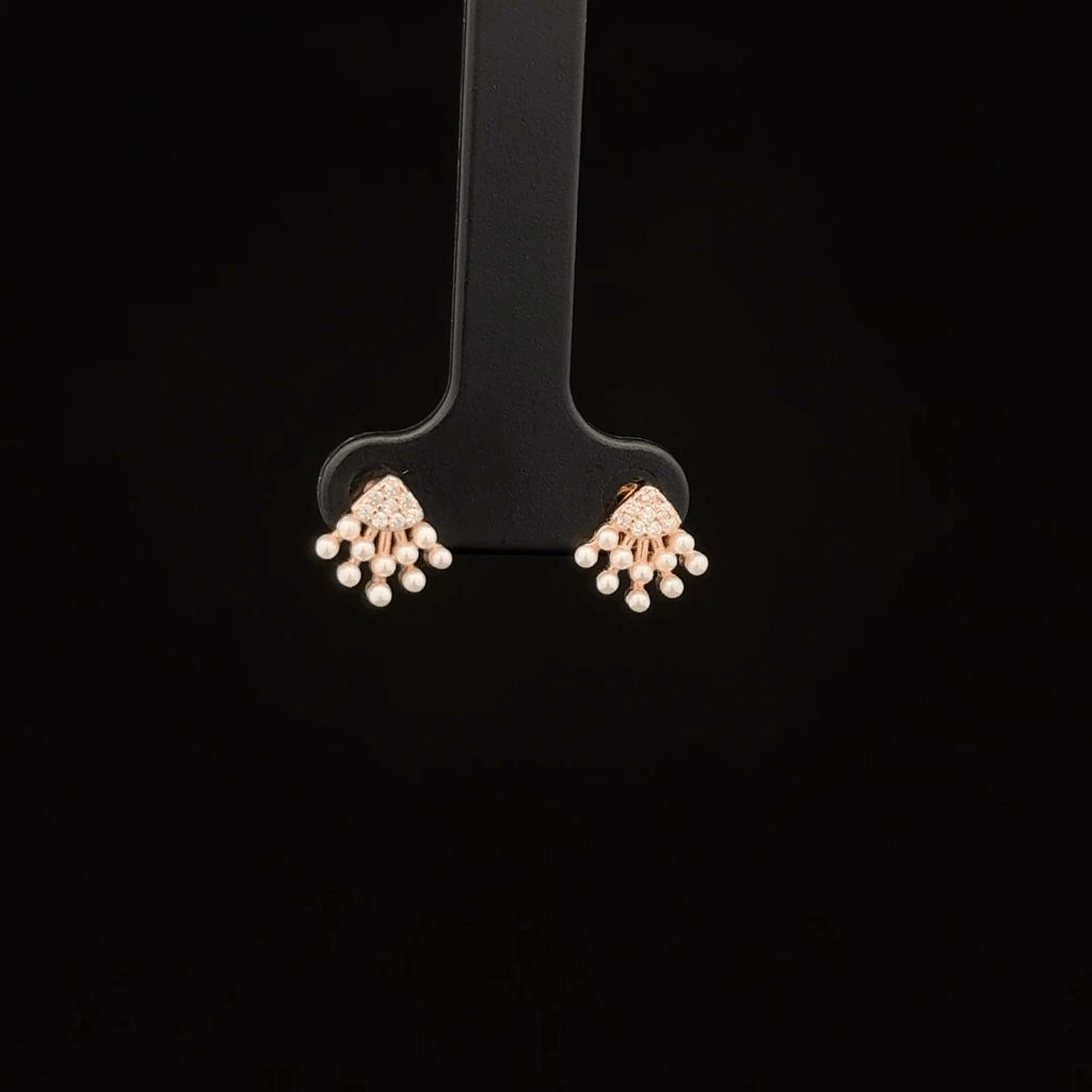 Rose Gold Pearl Fan Stud Earrings