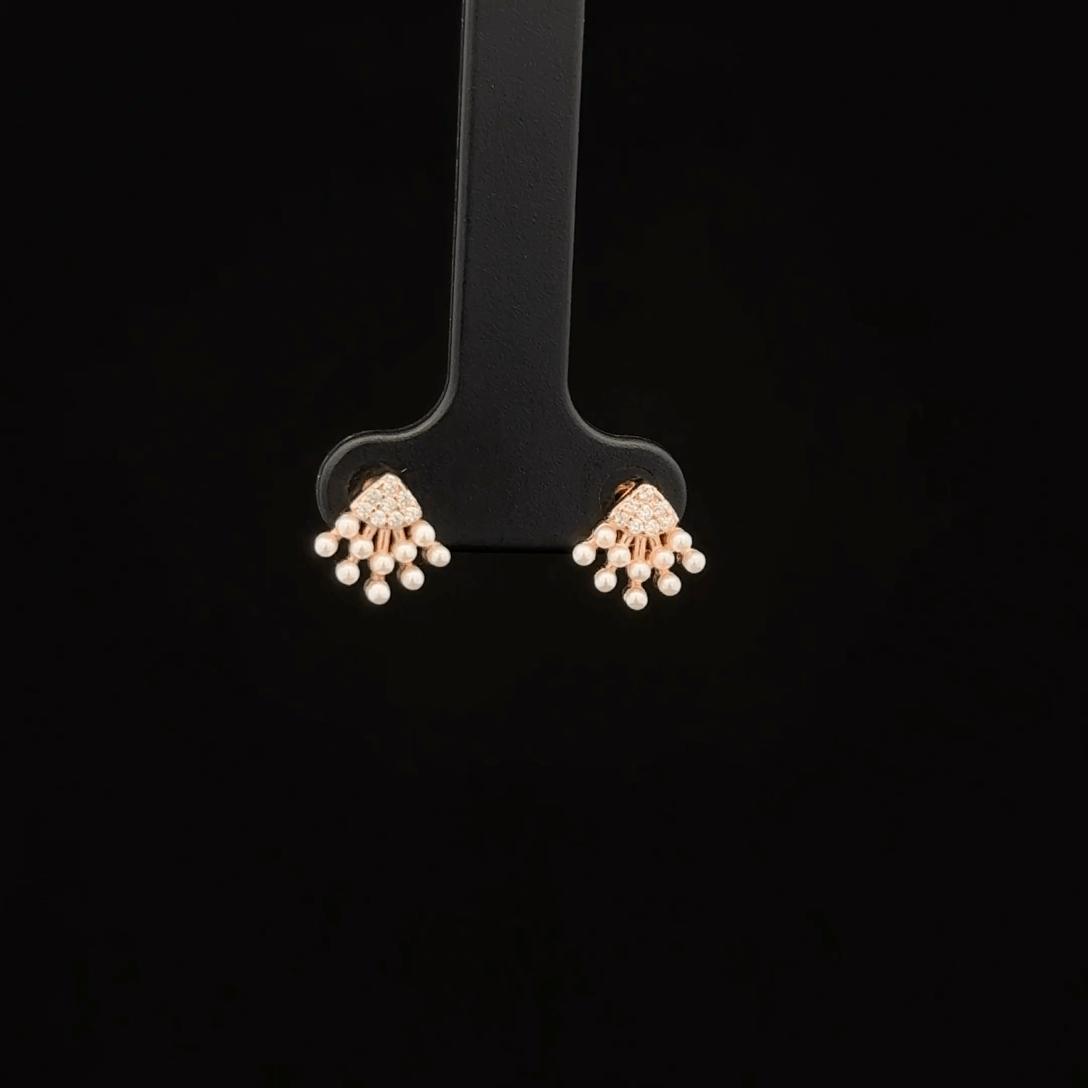 Rose Gold Pearl Fan Stud Earrings