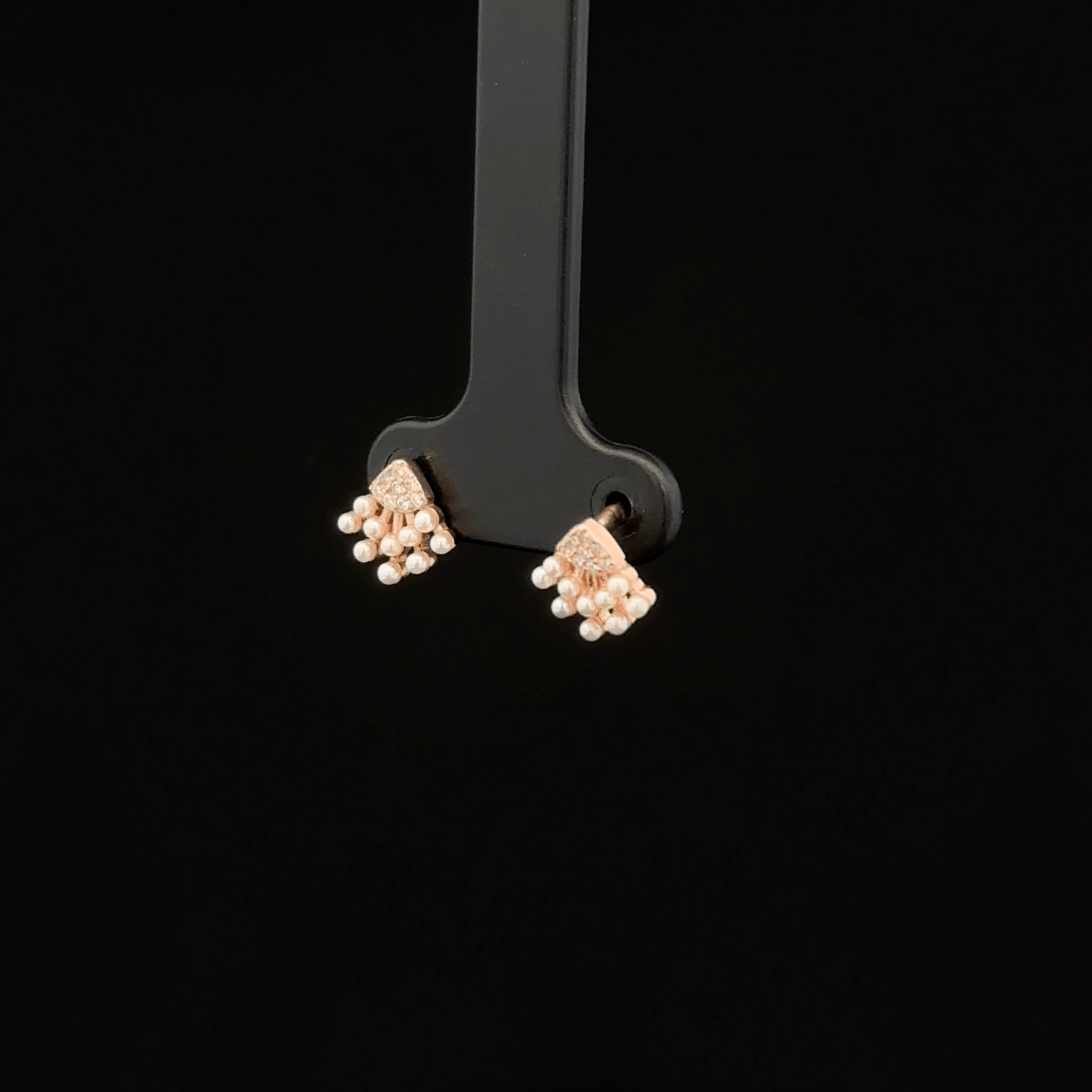 Rose Gold Pearl Fan Stud Earrings