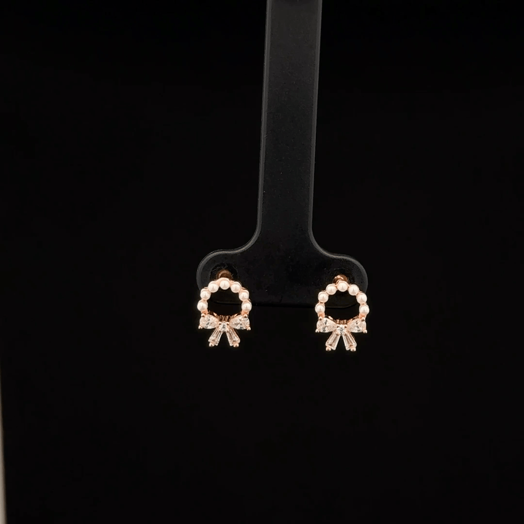 Rose Gold Bow and Pearl Wreath earrings