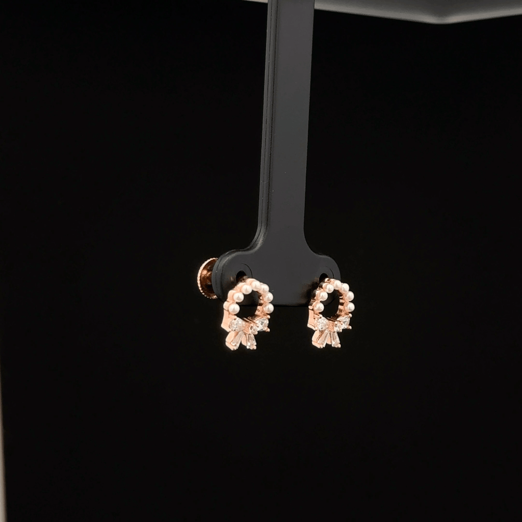 Rose Gold Bow and Pearl Wreath earrings