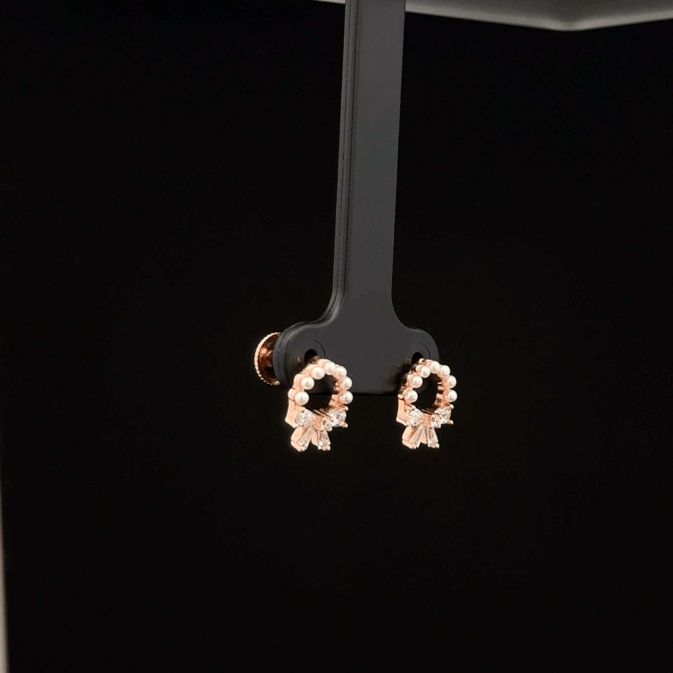 Rose Gold Bow and Pearl Wreath earrings